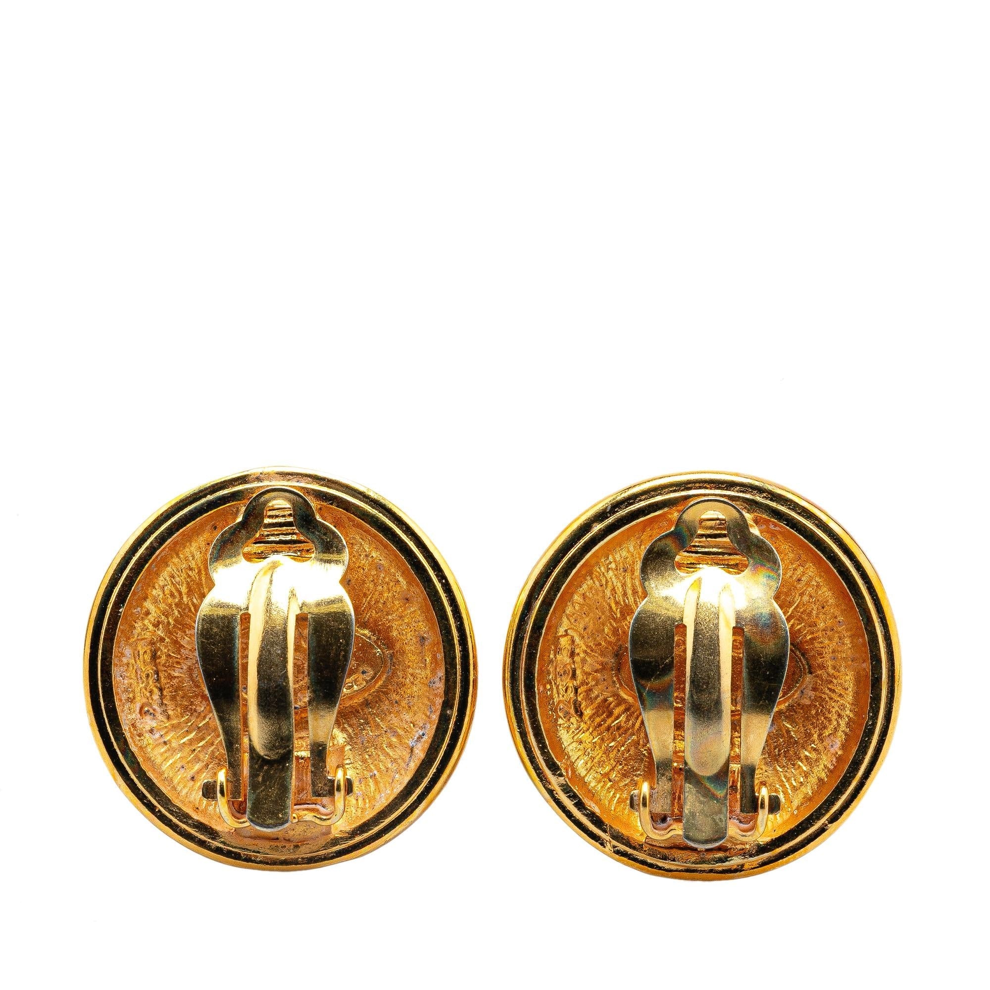 Chanel Gold Plated CC Clip On Earrings
