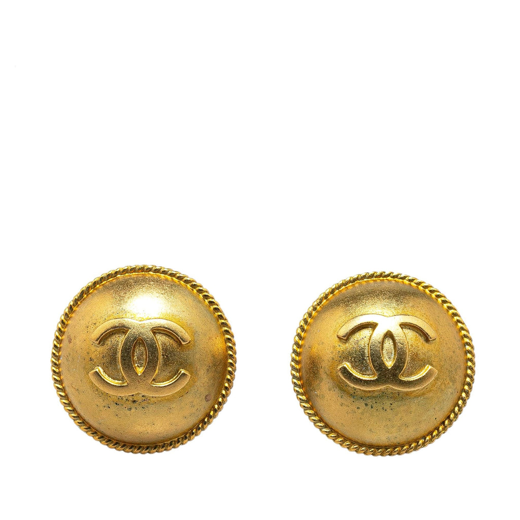 Chanel Gold Plated CC Clip On Earrings