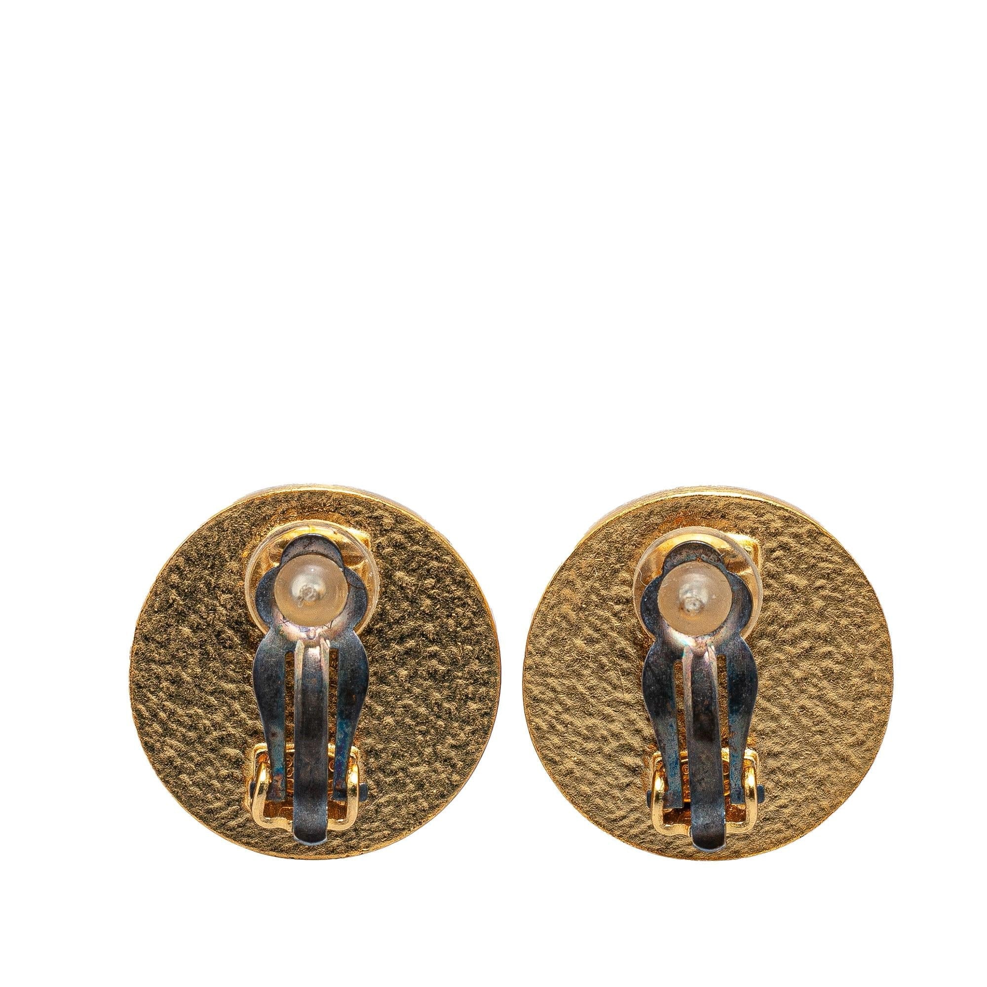 Chanel Gold Plated CC Clip On Earrings