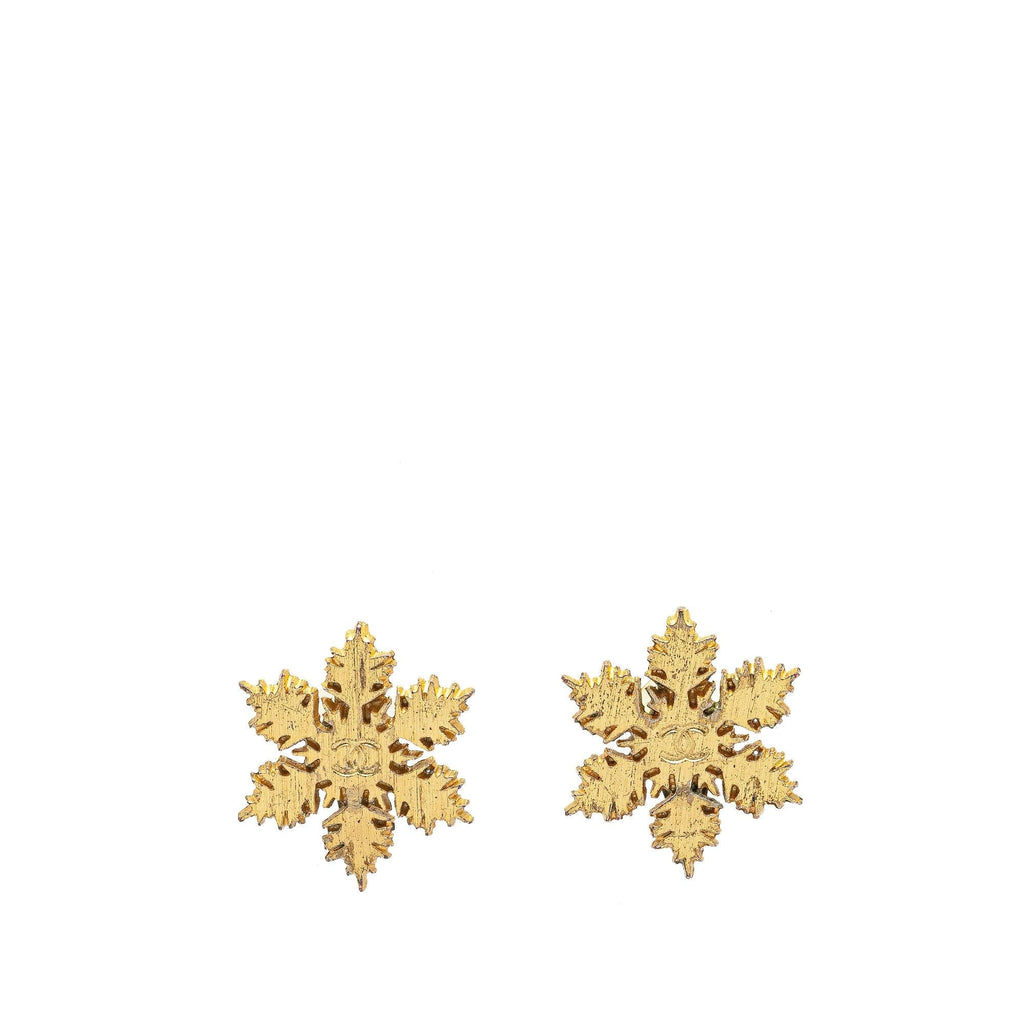 Chanel Gold Plated CC Snowflake Clip On Earrings (SHG-aKeOwk)