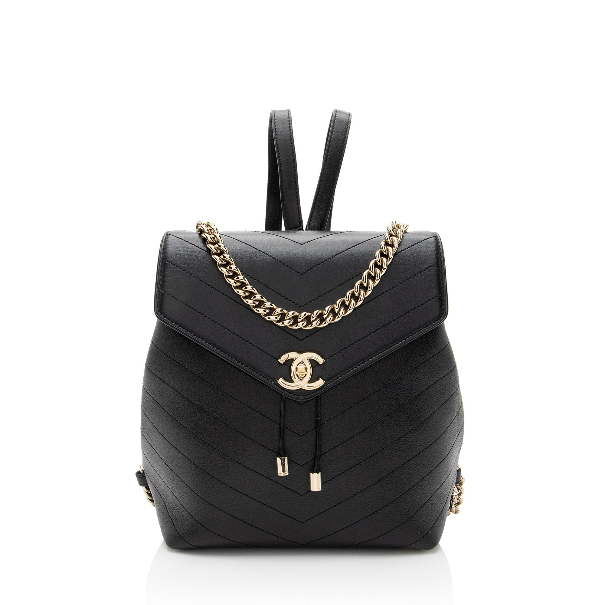 Chanel Chevron Grained Calfskin CC Backpack