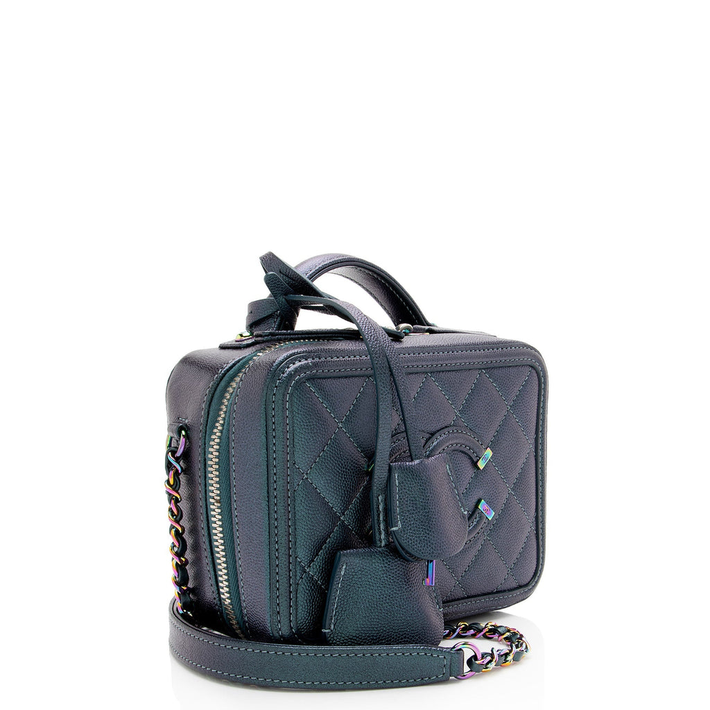 Chanel Iridescent Caviar Leather CC Filigree Small Vanity Case