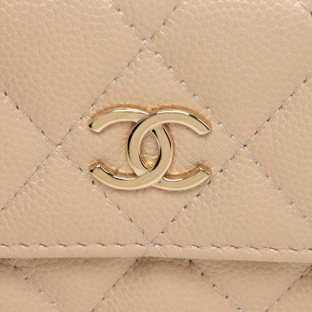 Chanel Iridescent Caviar Leather Pearl On Top Crossbody