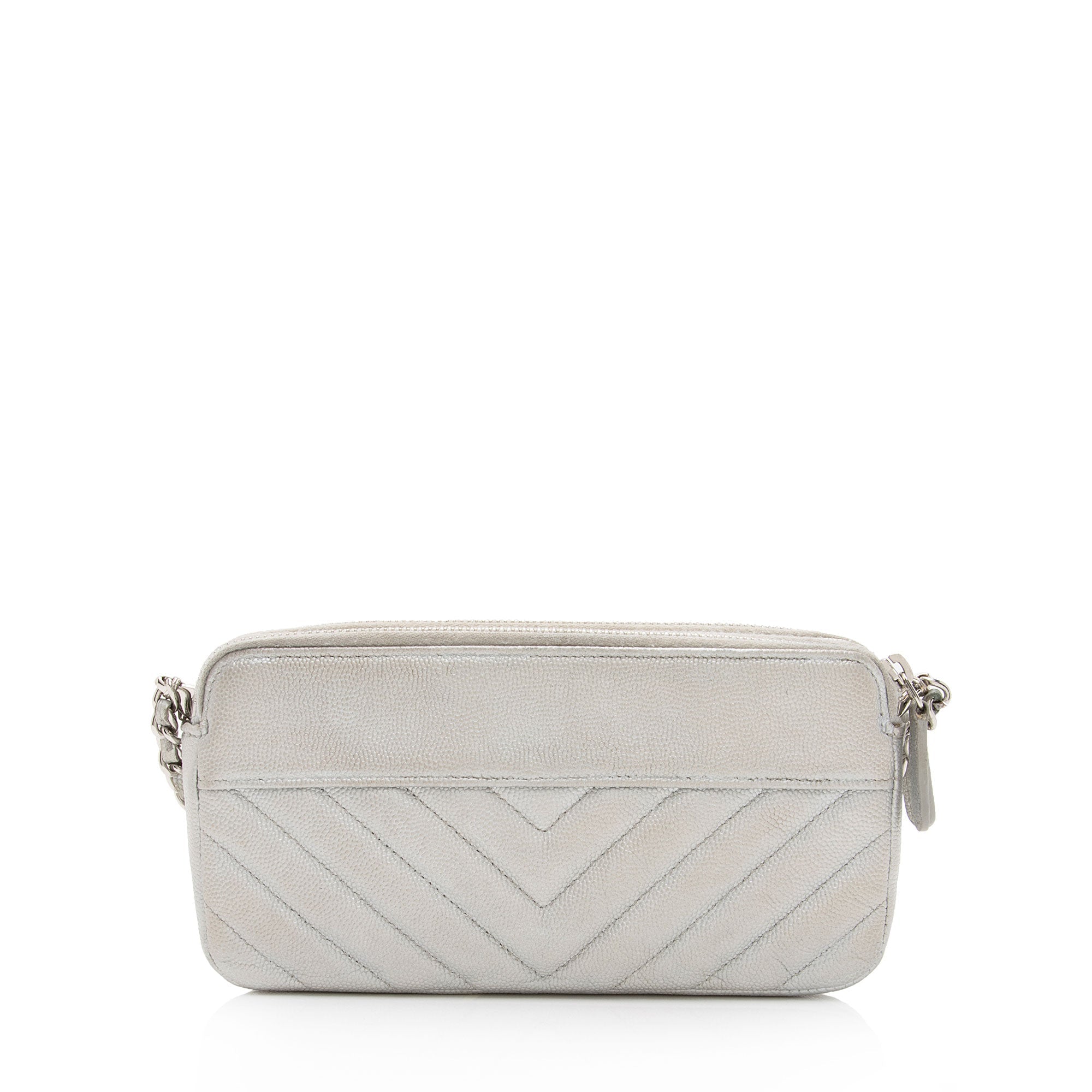 Chanel Iridescent Caviar Leather Vintage Mademoiselle Clutch with Chain (SHF-fdlQlw)