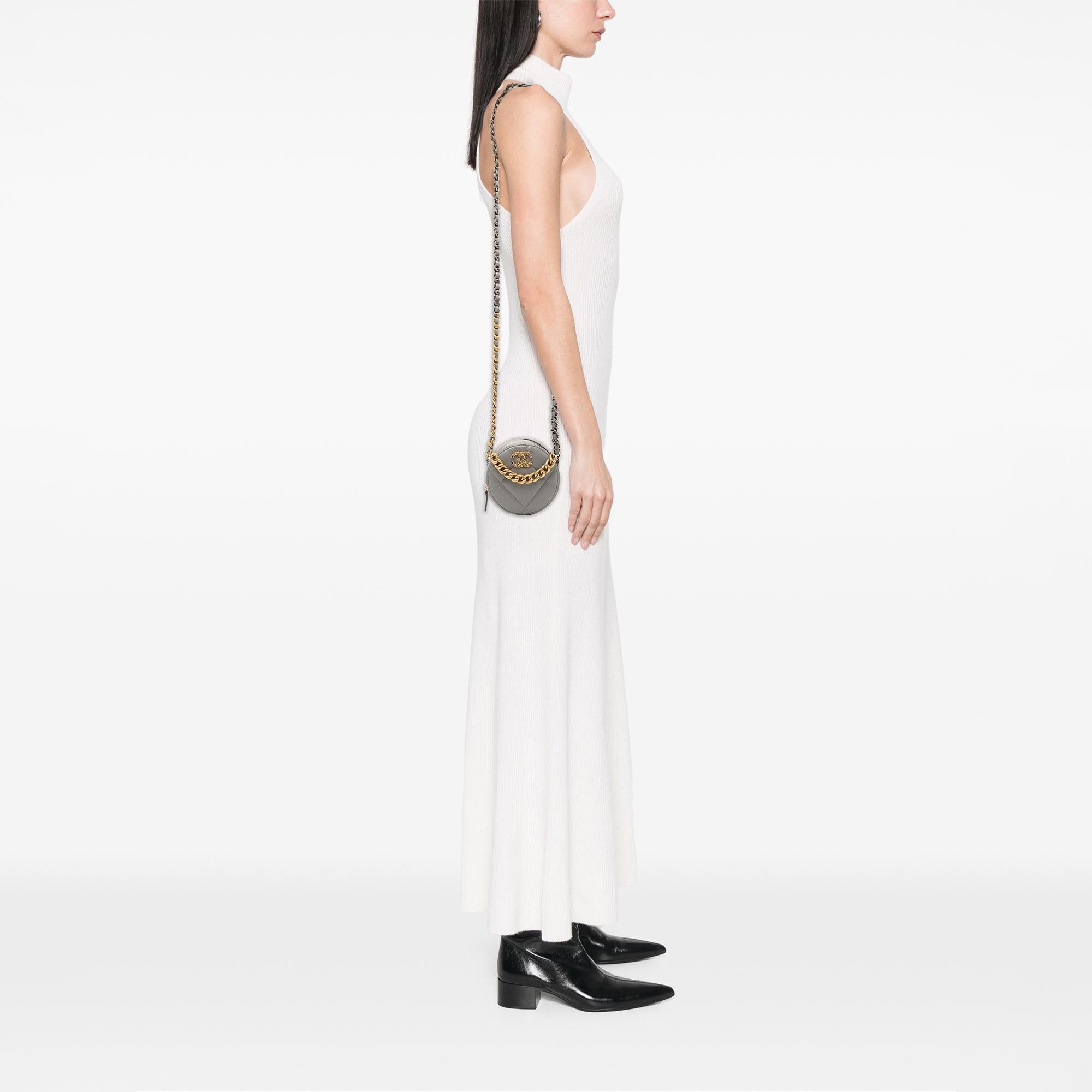 Chanel Lambskin 19 Round Clutch with Chain