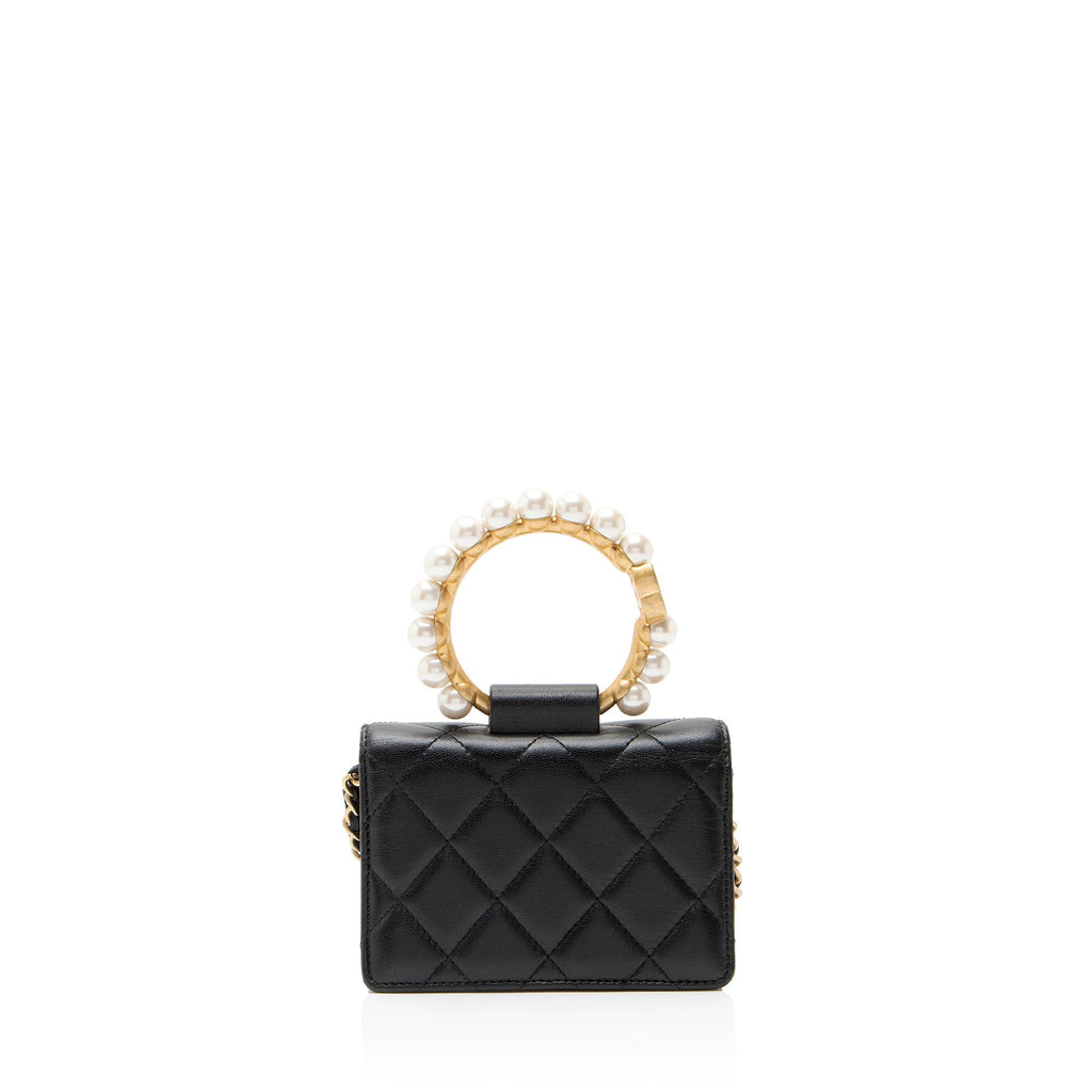 Chanel Lambskin Pearl Crown Clutch with Chain
