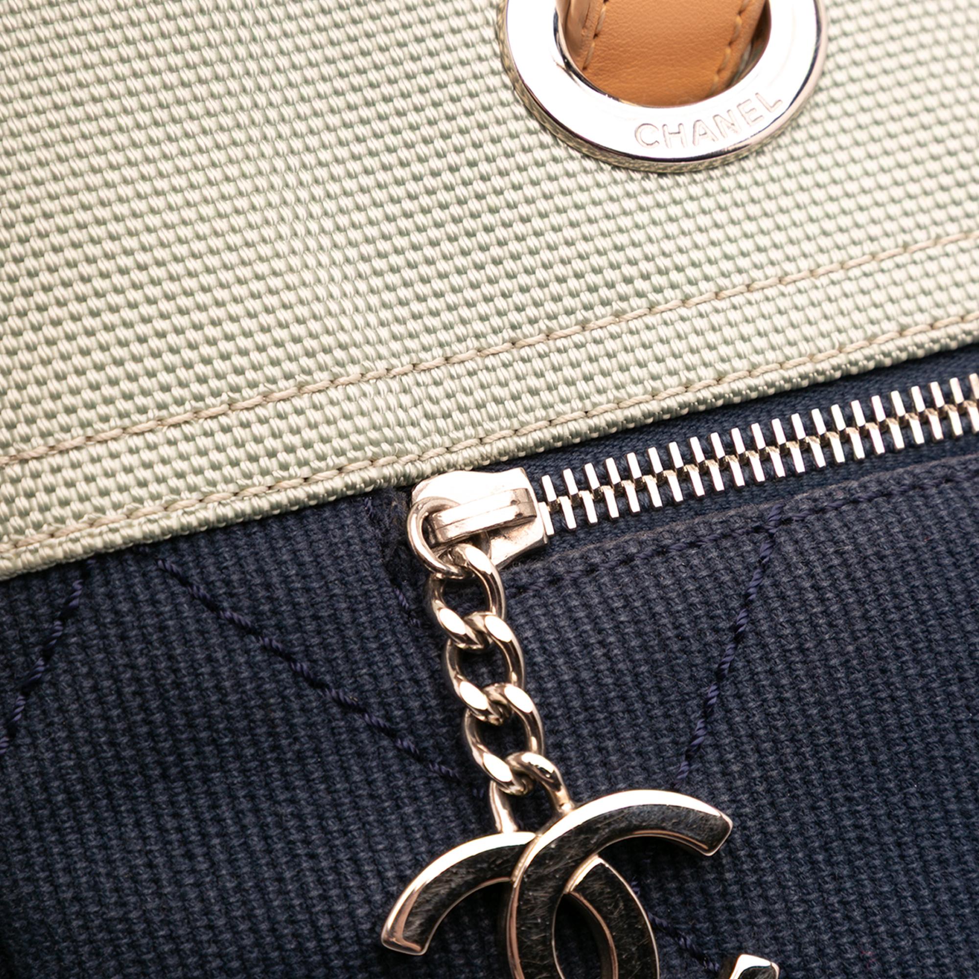 Chanel Large Bicolor Quilted Canvas Paris Biarritz Tote