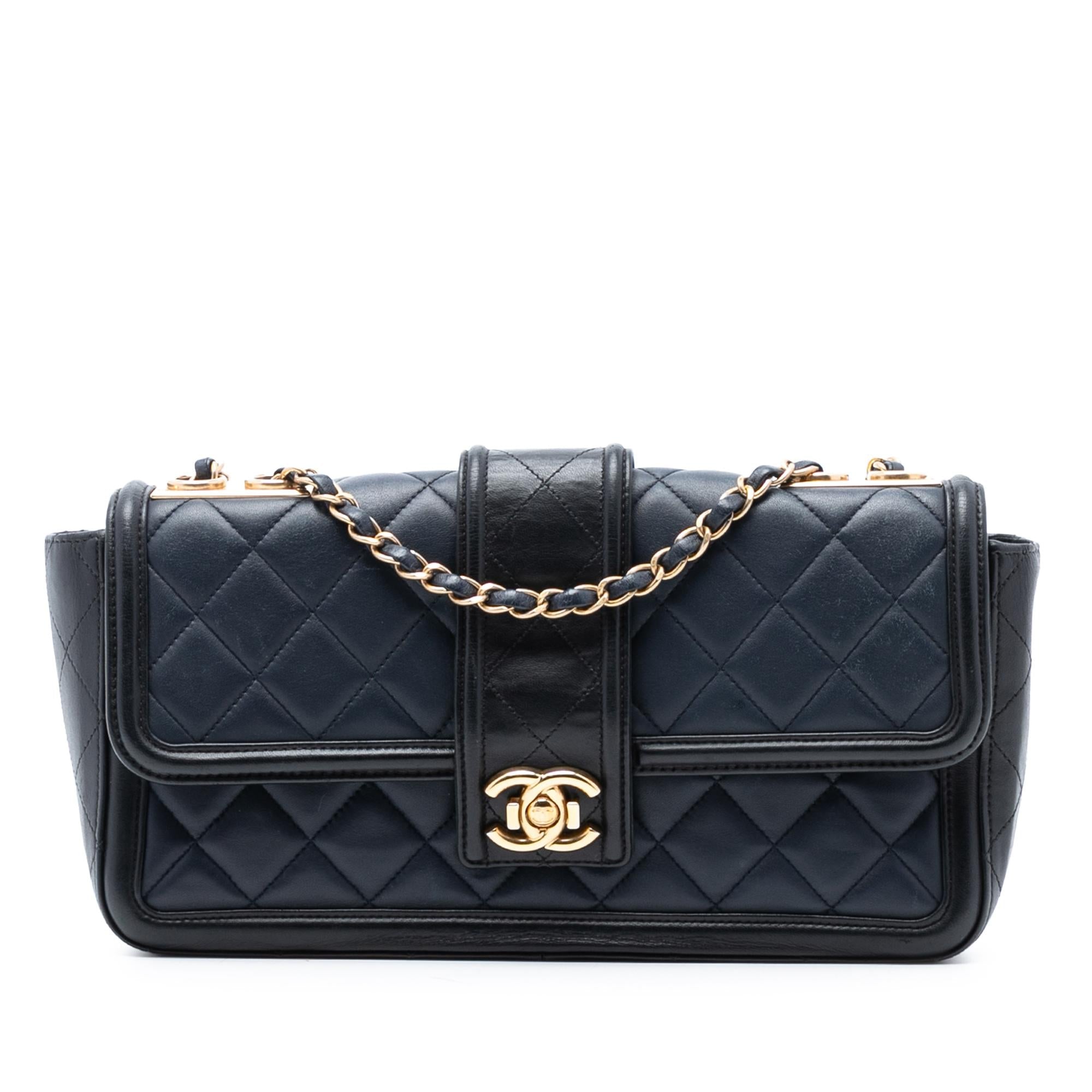 Chanel Large Bicolor Quilted Lambskin Elegant CC Flap