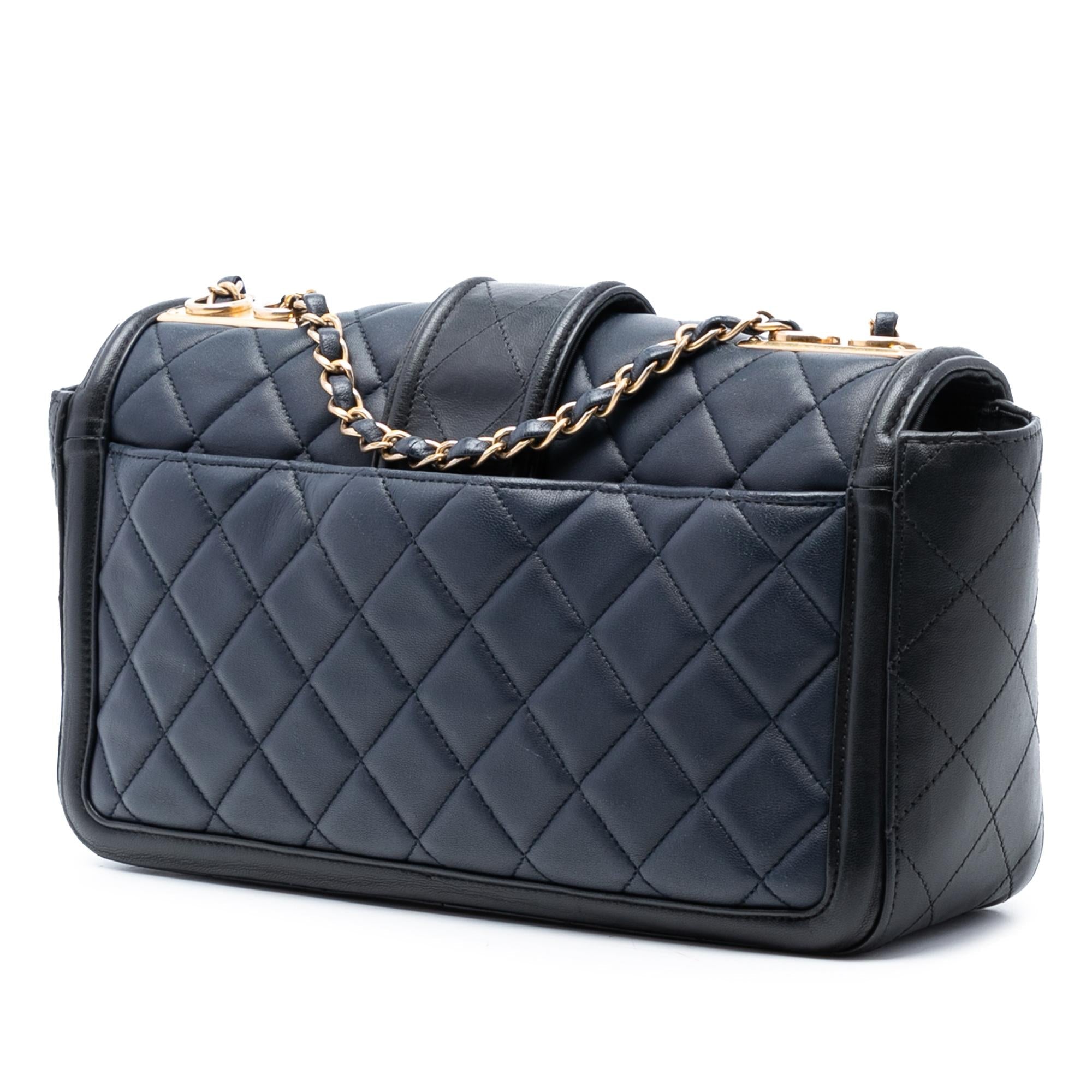 Chanel Large Bicolor Quilted Lambskin Elegant CC Flap