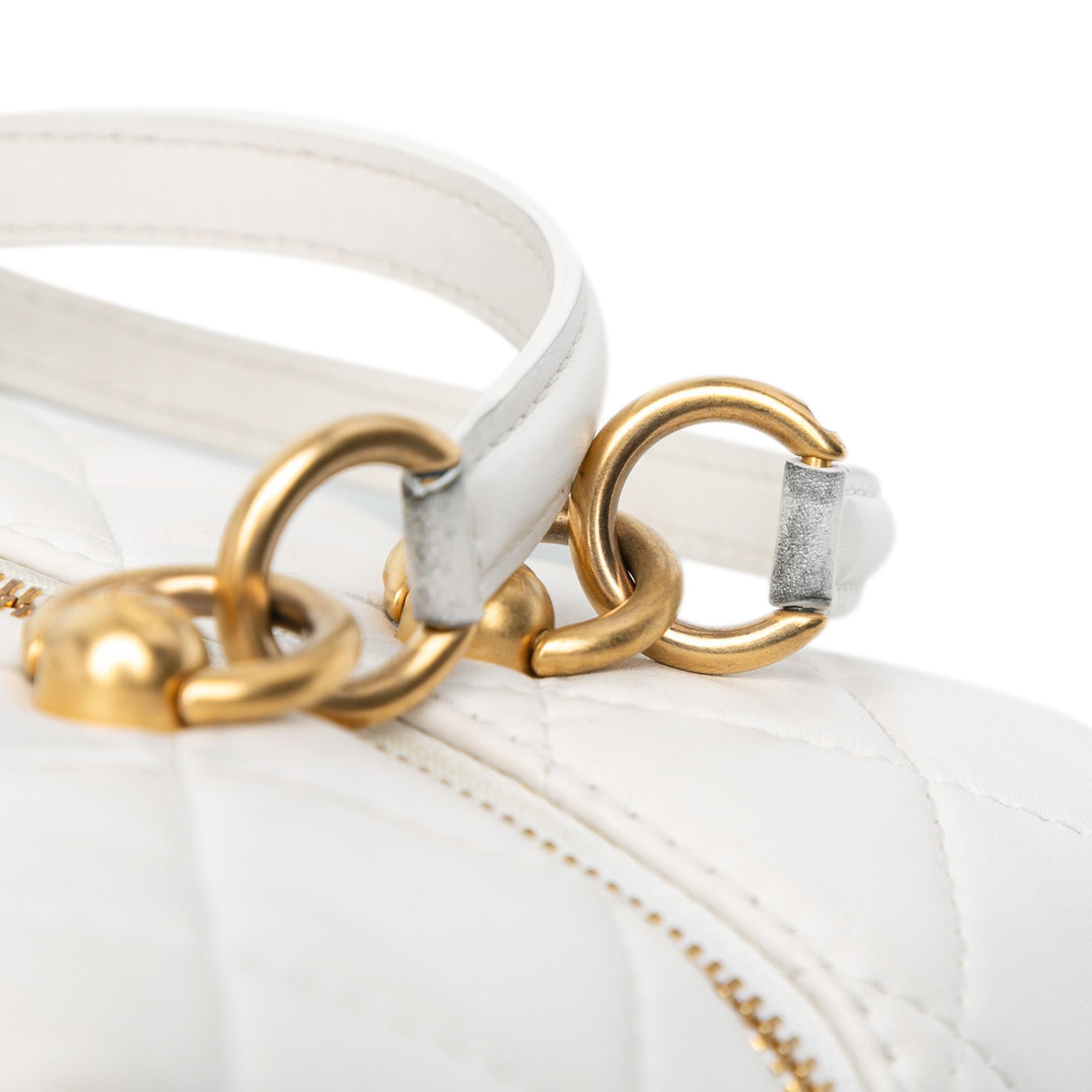 Chanel Métiers d'Art CC Quilted Lambskin Box with Top Handle Bag
