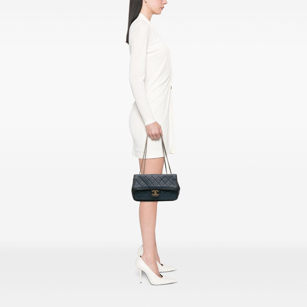 Chanel Medium Bicolor Calfskin Graphic Flap