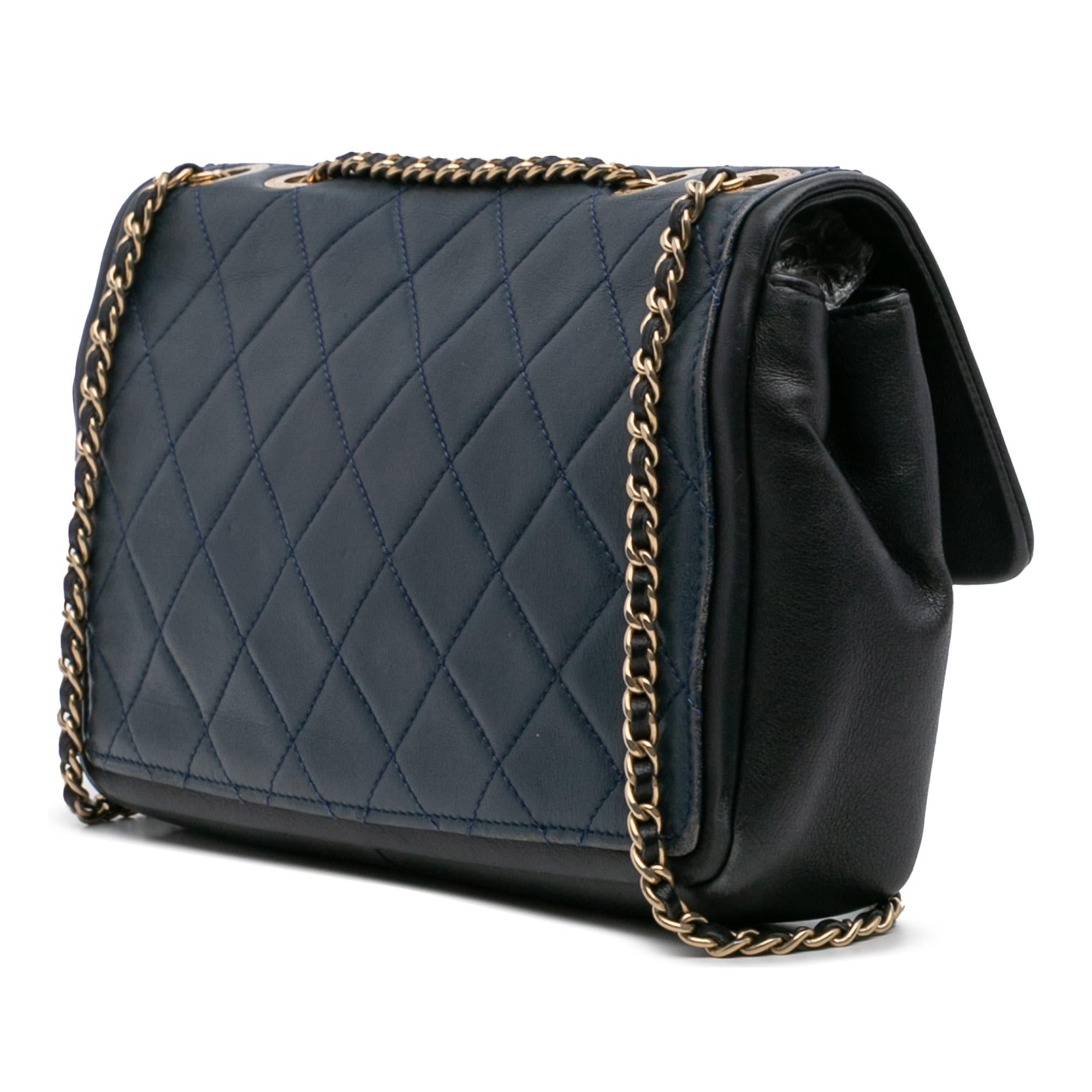 Chanel Medium Bicolor Calfskin Graphic Flap