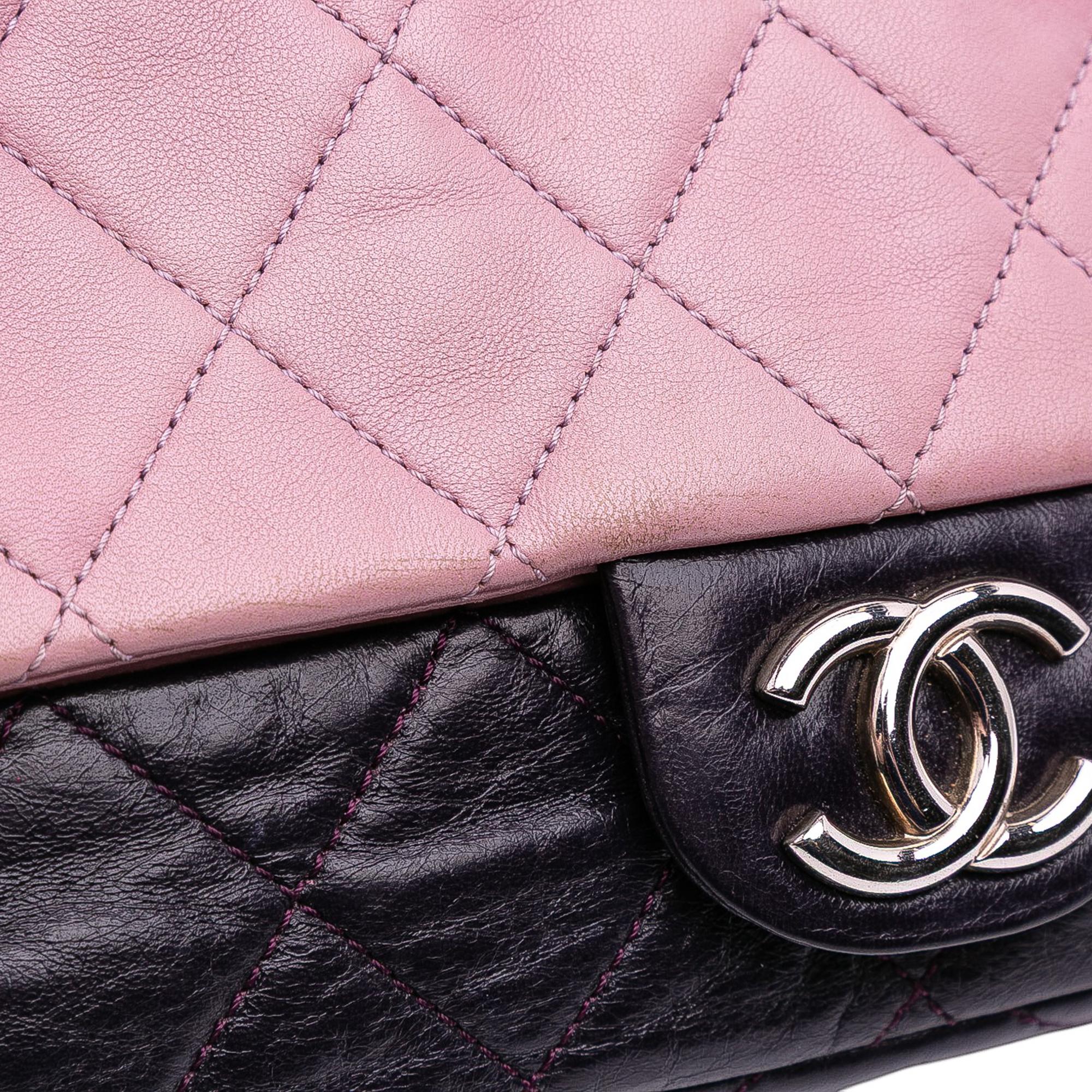 Chanel Medium Bicolor Lambskin and Calfskin CC Chain Flap