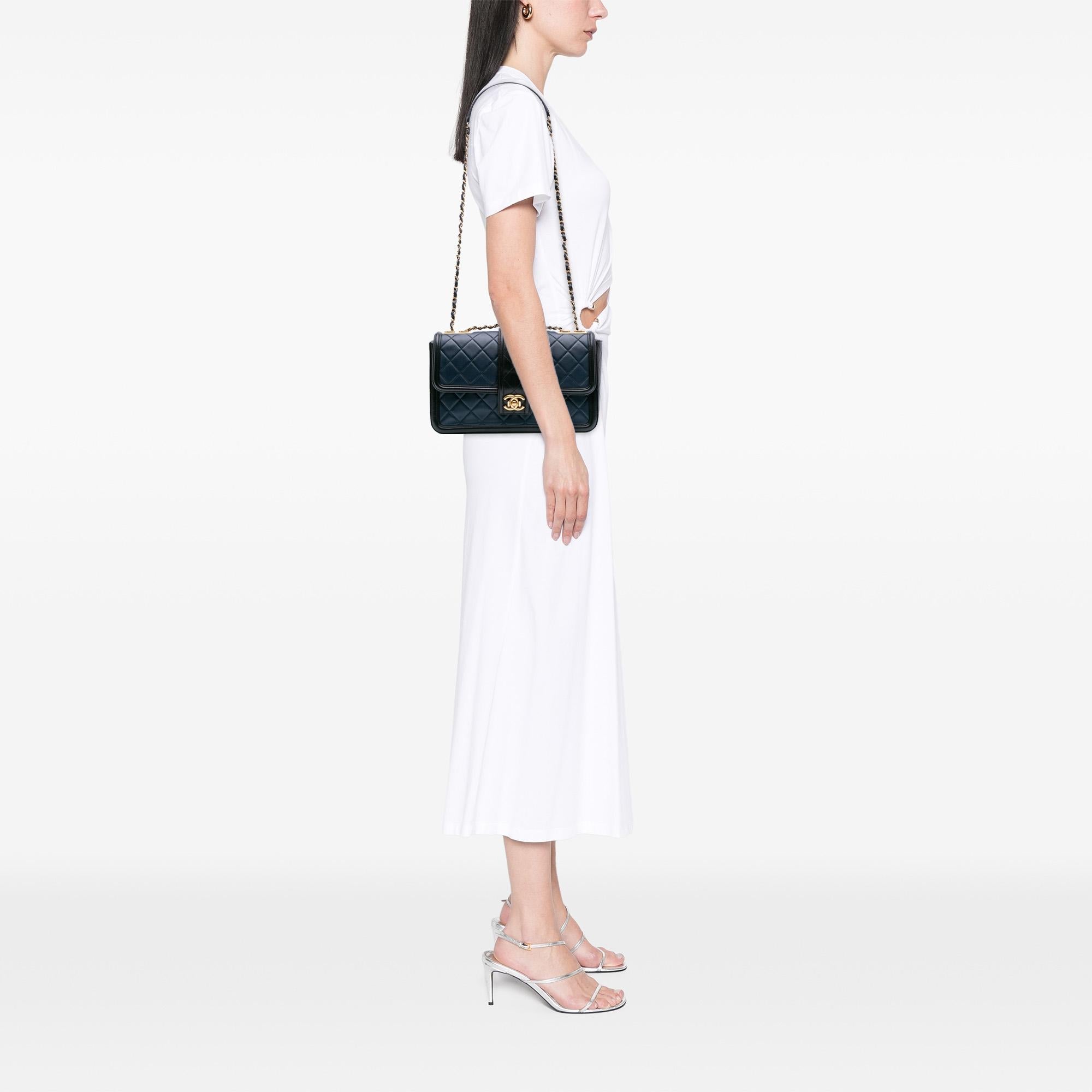 Chanel Medium Bicolor Quilted Lambskin Elegant CC Flap