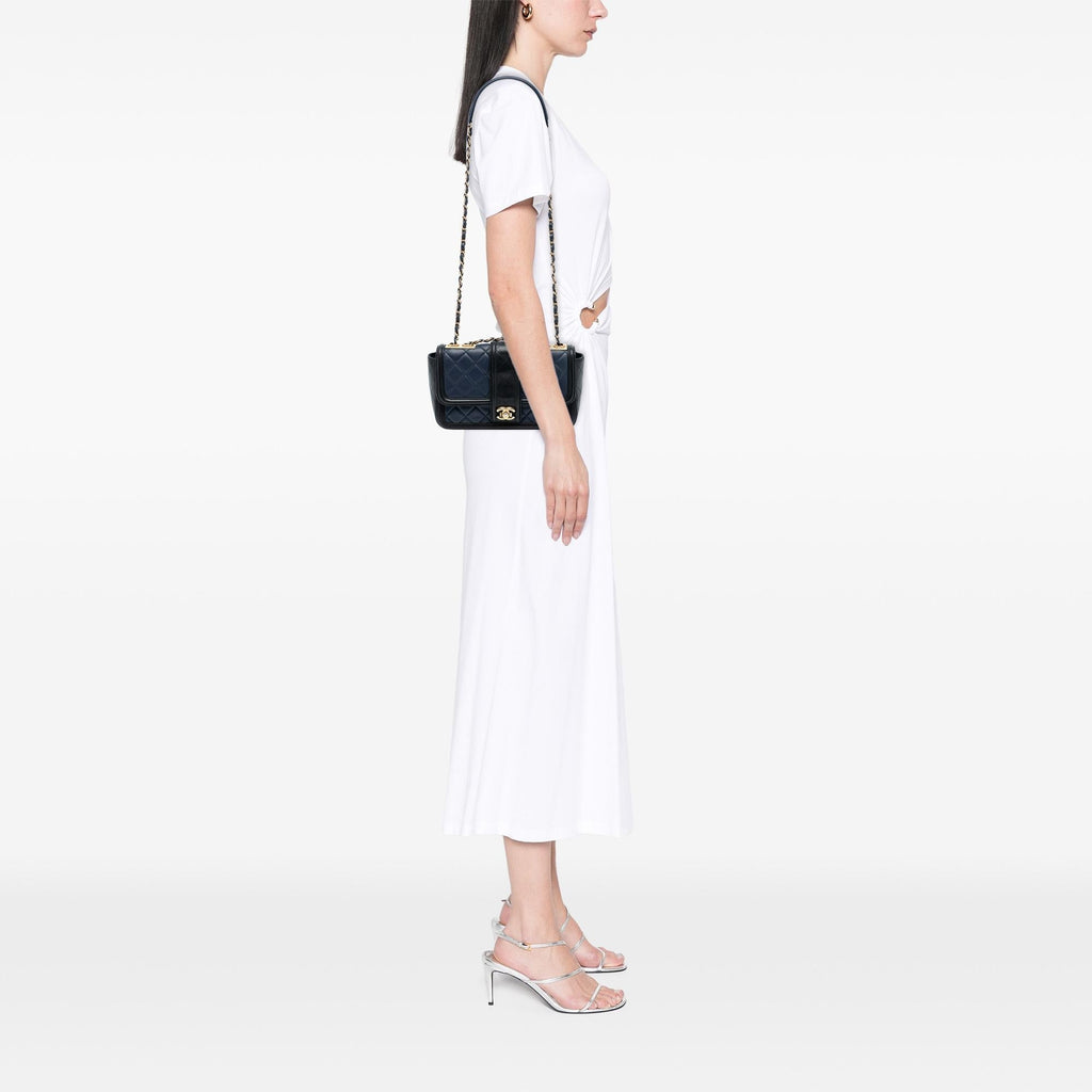 Chanel Medium Bicolor Quilted Lambskin Elegant CC Flap