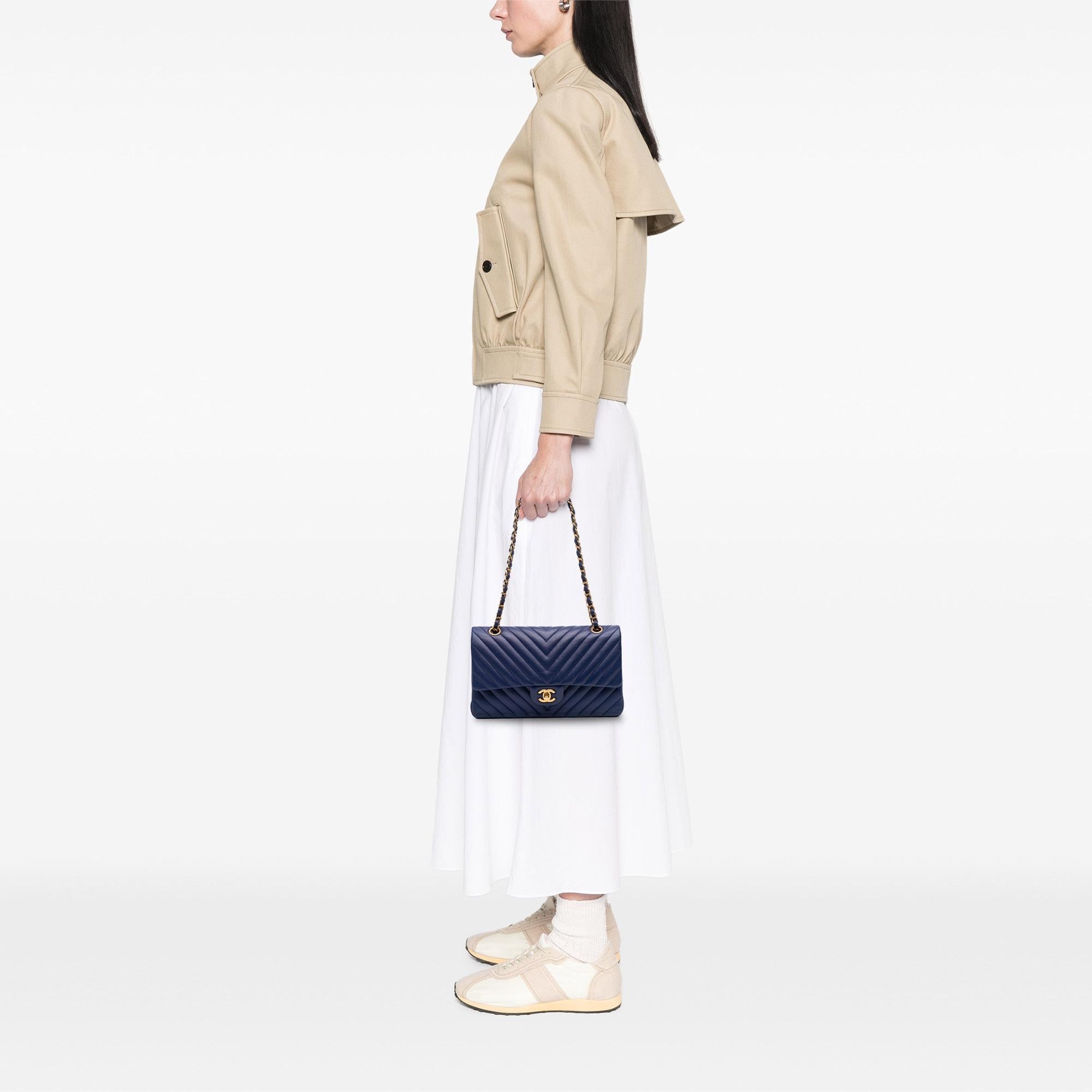Chanel Medium Classic Chevron Lambskin Double Flap