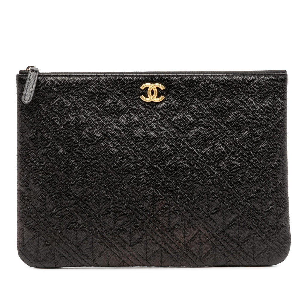 Chanel Medium Quilted Caviar O Case Clutch