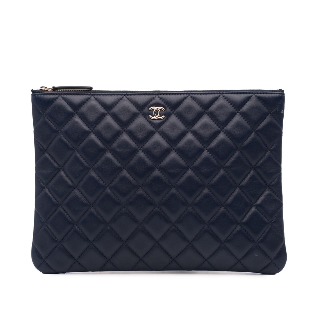 Chanel Medium Quilted Lambskin O Case Clutch