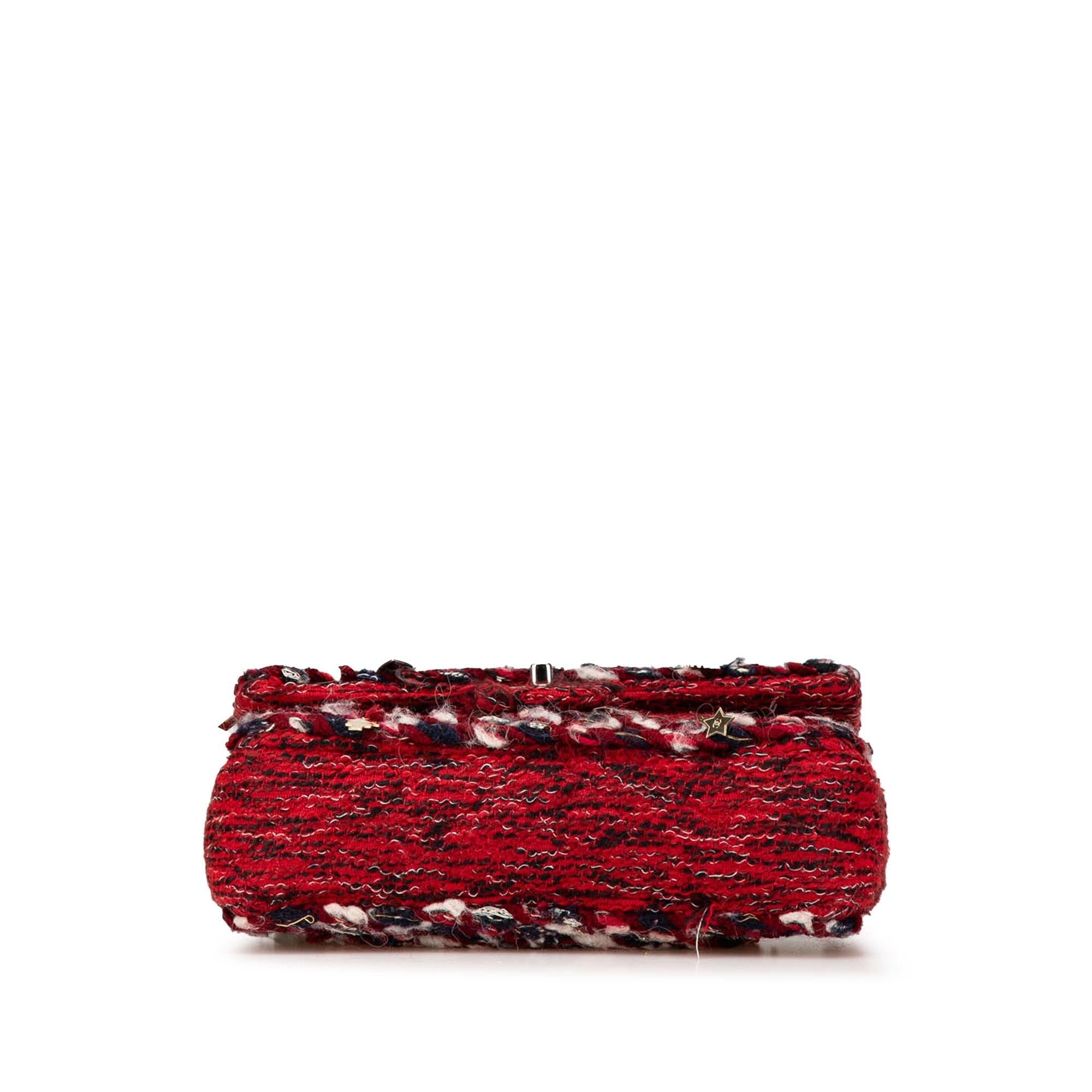 Chanel Medium Tweed Braided Charms Double Flap