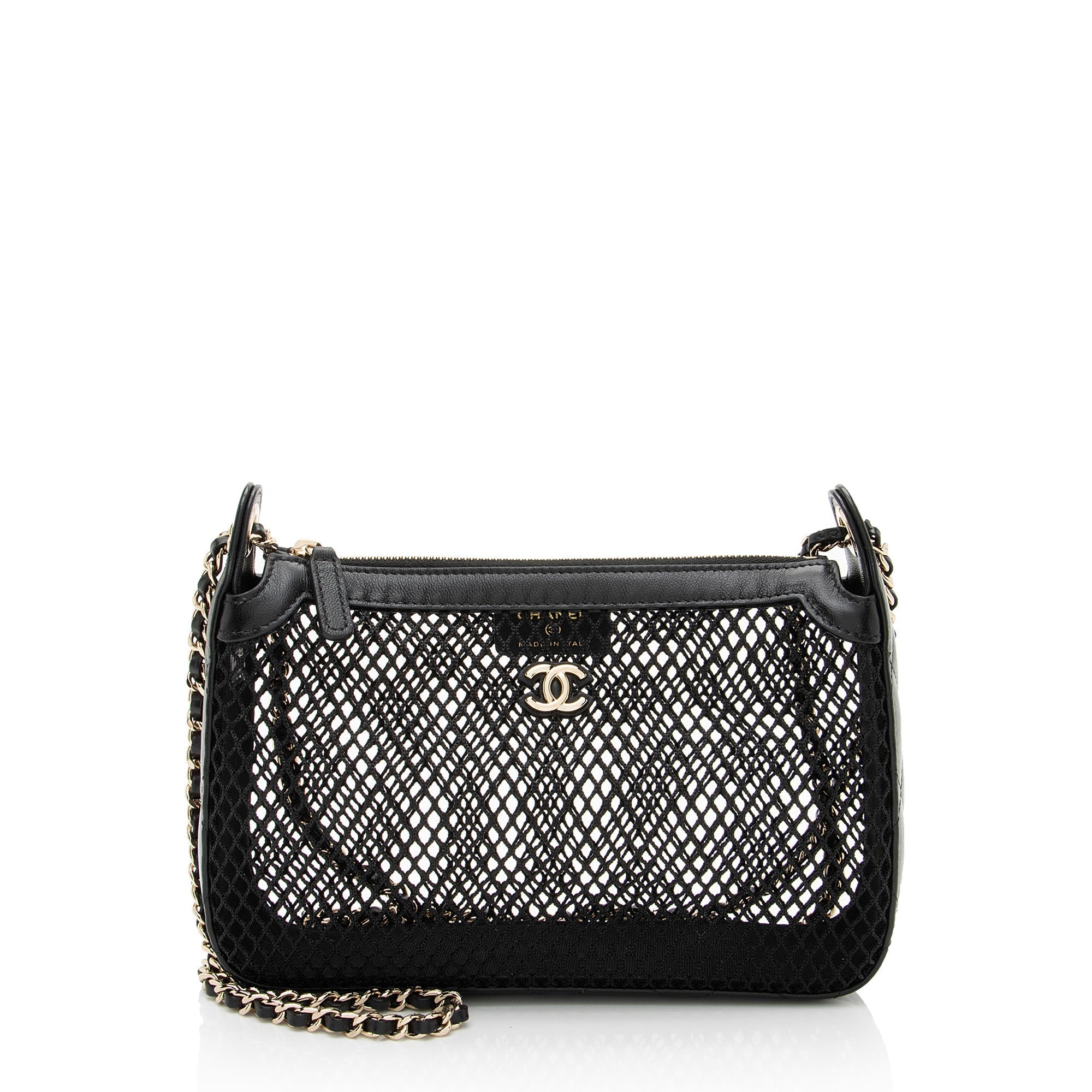 Chanel Mesh Lambskin Clutch with Chain