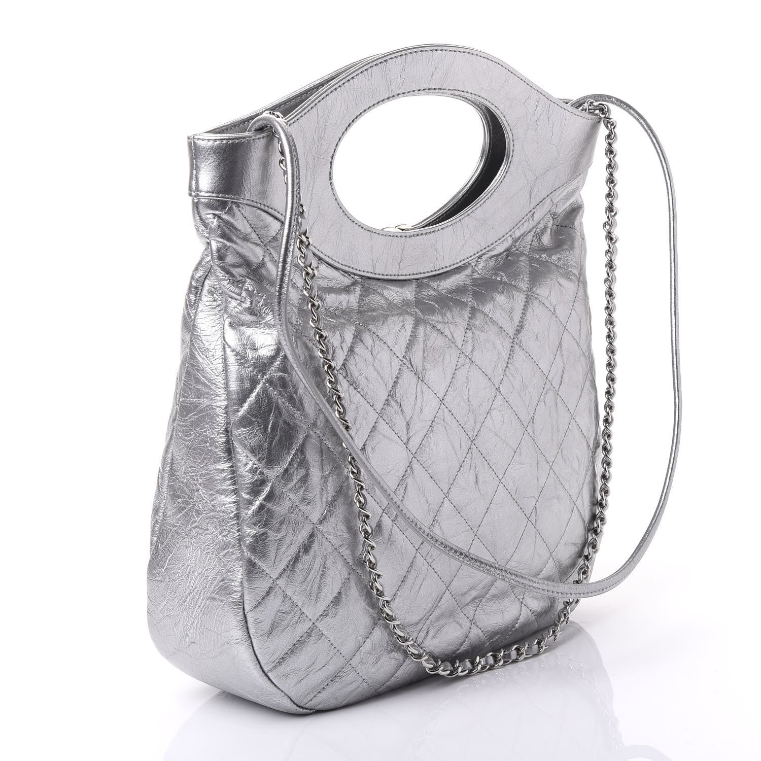 CHANEL METALLIC CRUMPLED CALFSKIN SMALL 31 SHOPPING TOTE BAG