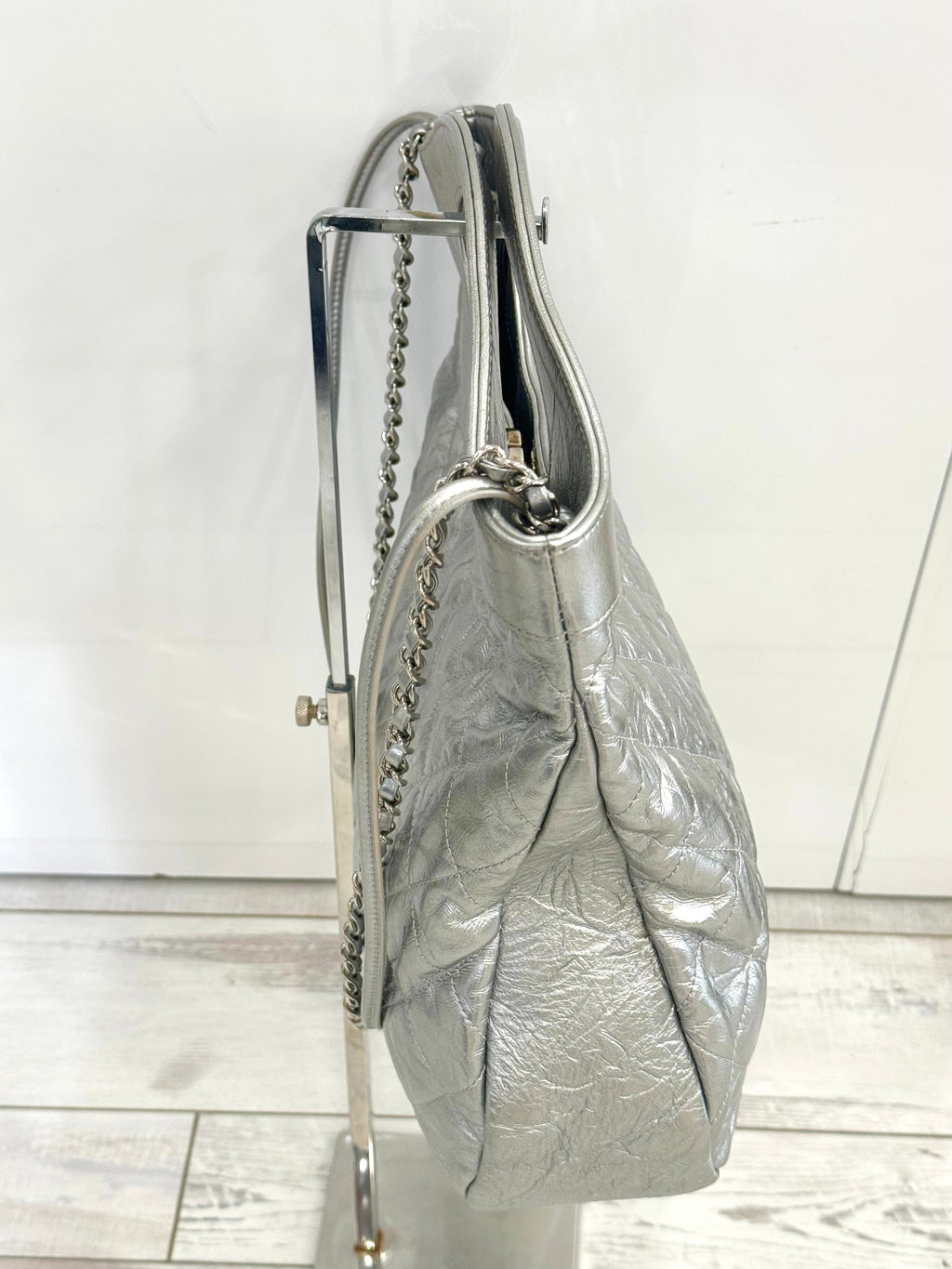 CHANEL METALLIC CRUMPLED CALFSKIN SMALL 31 SHOPPING TOTE BAG