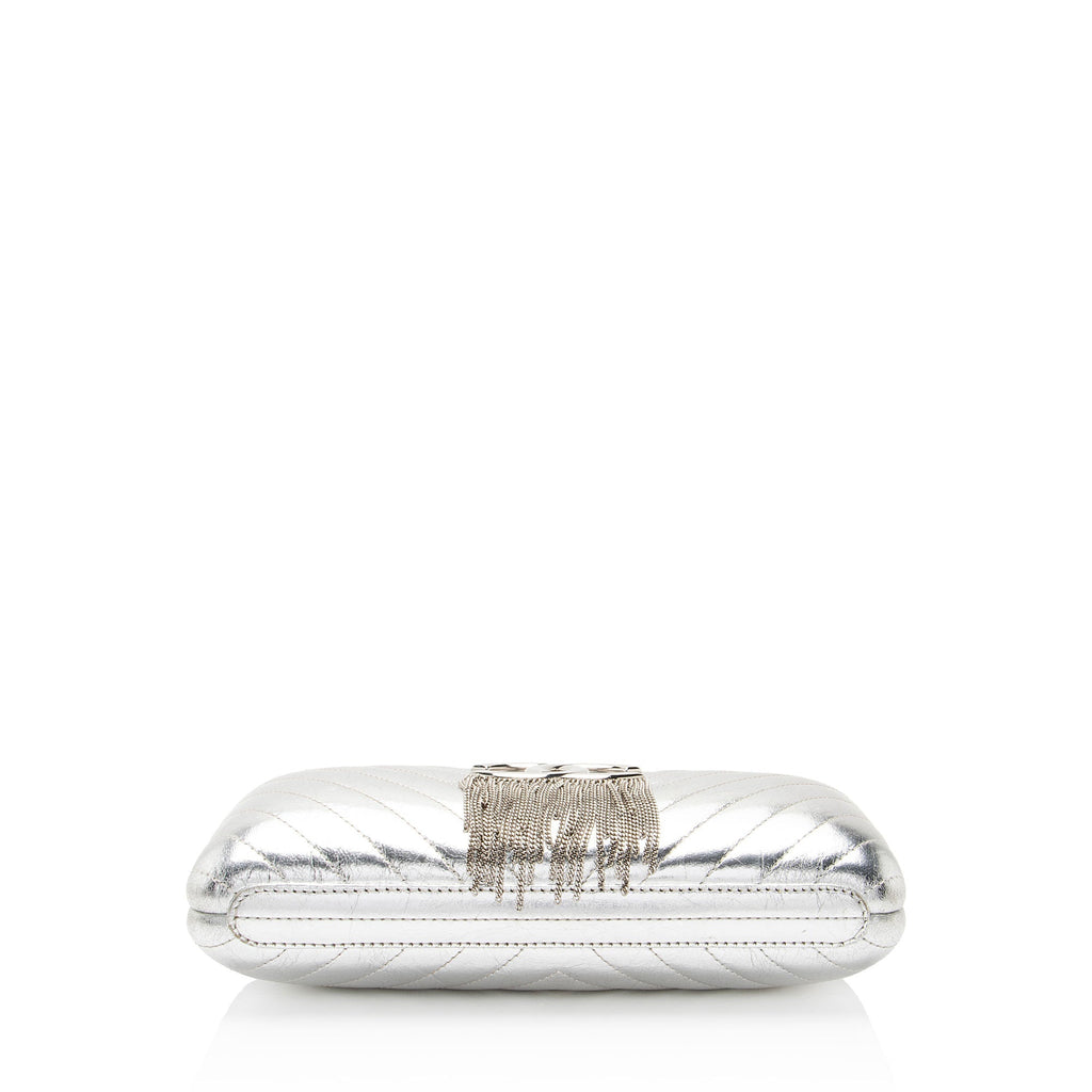 Chanel Metallic Crumpled Lambskin Fringe Clutch