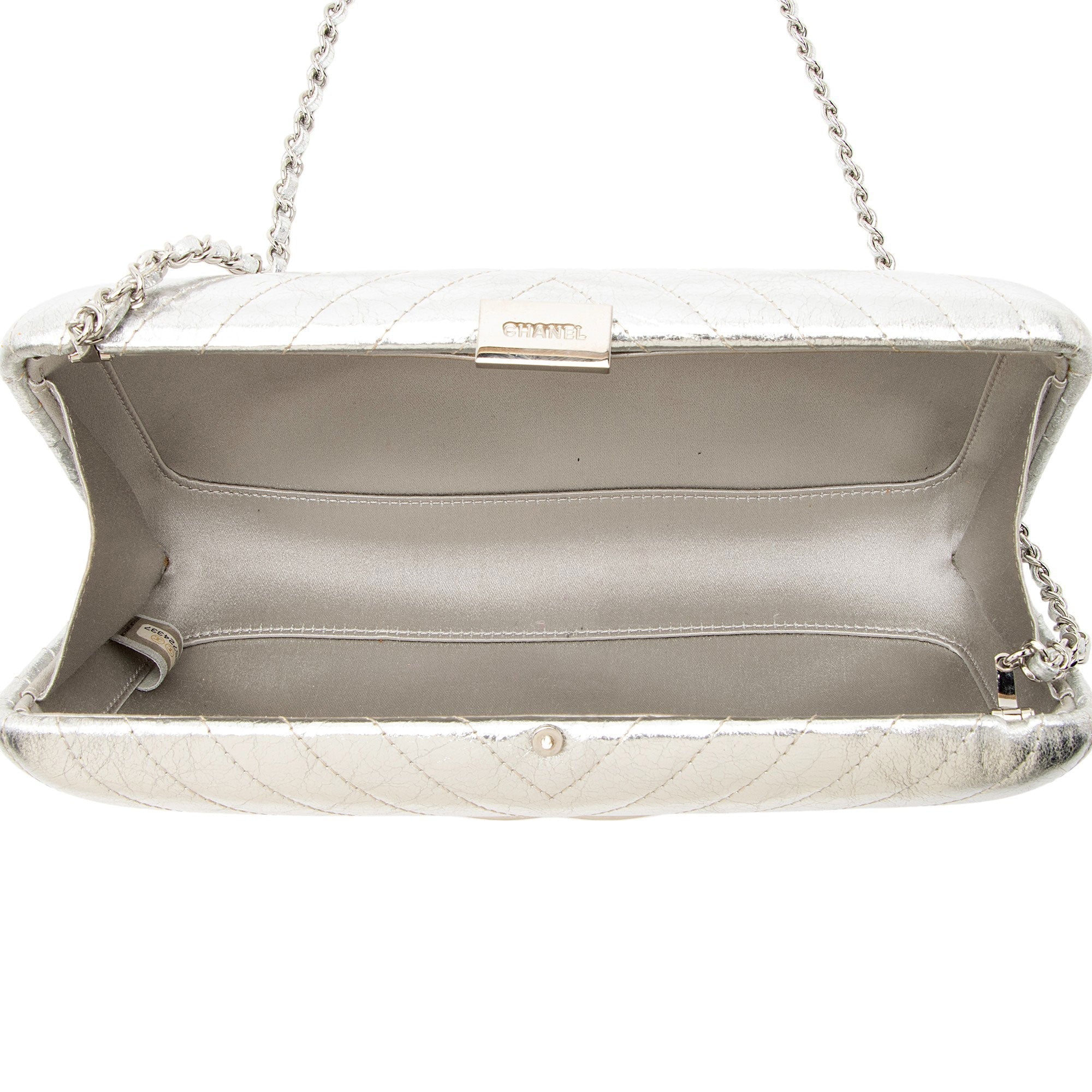 Chanel Metallic Crumpled Lambskin Fringe Clutch