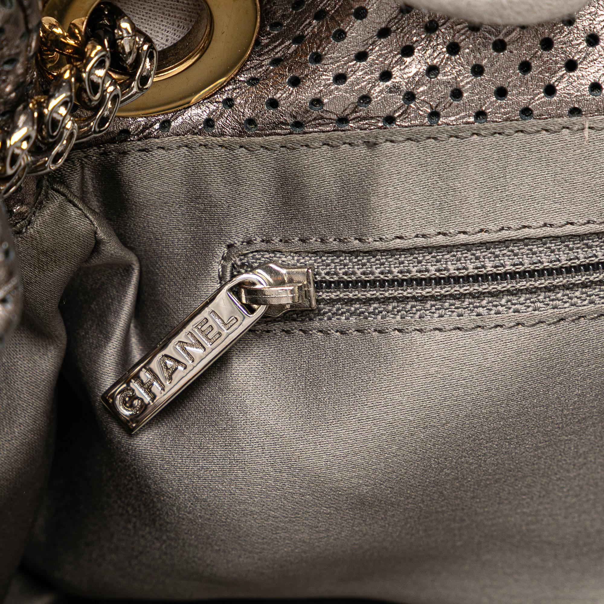 Chanel Metallic Perforated Calfskin Drill Accordion Flap
