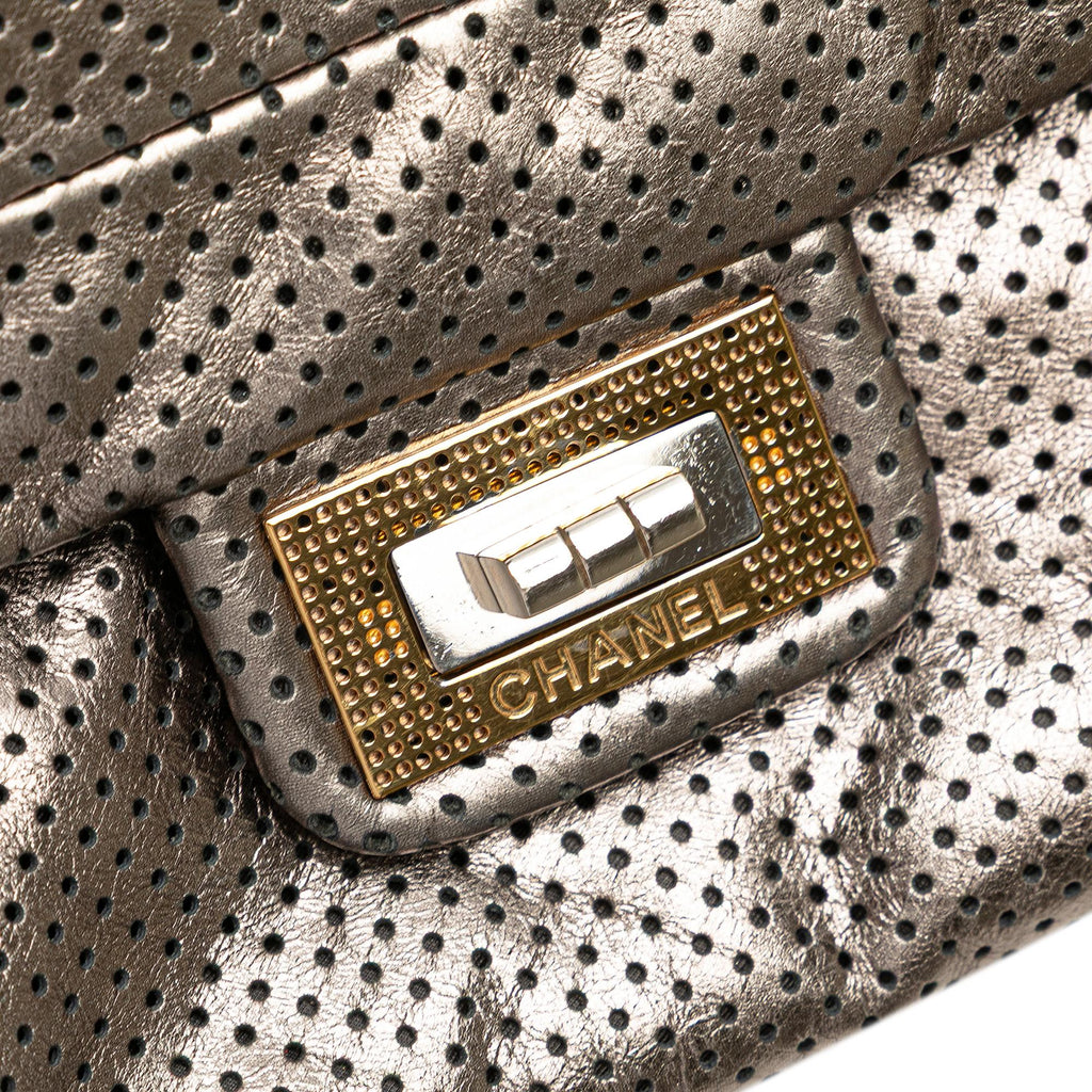 Chanel Metallic Perforated Calfskin Drill Accordion Flap