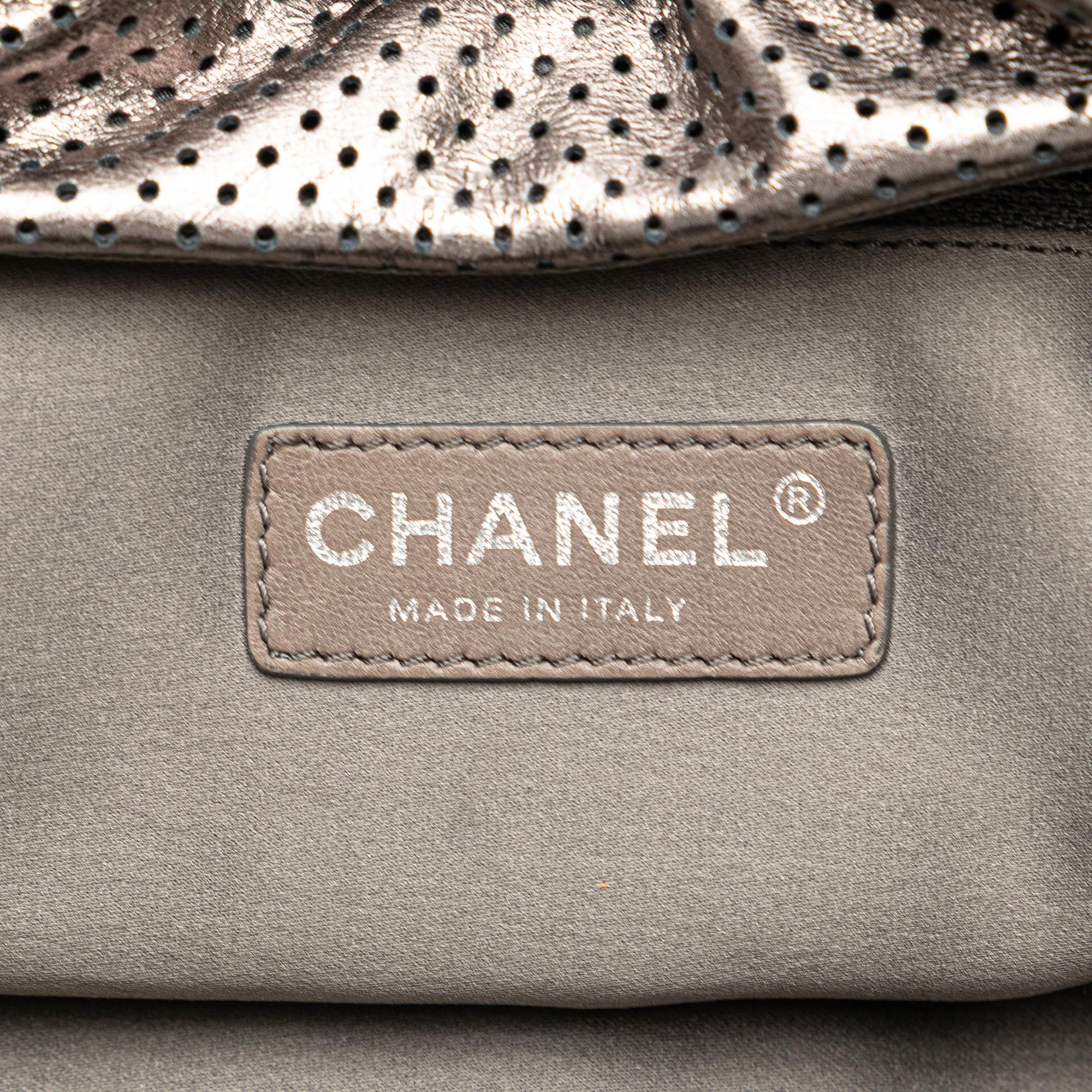 Chanel Metallic Perforated Calfskin Drill Accordion Flap