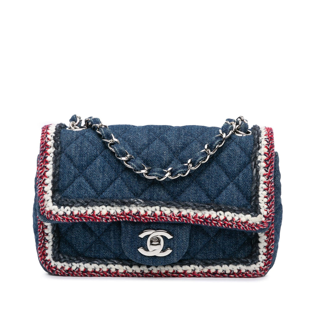 Chanel Mini Rectangular Classic Denim Tweed Framed Single Flap