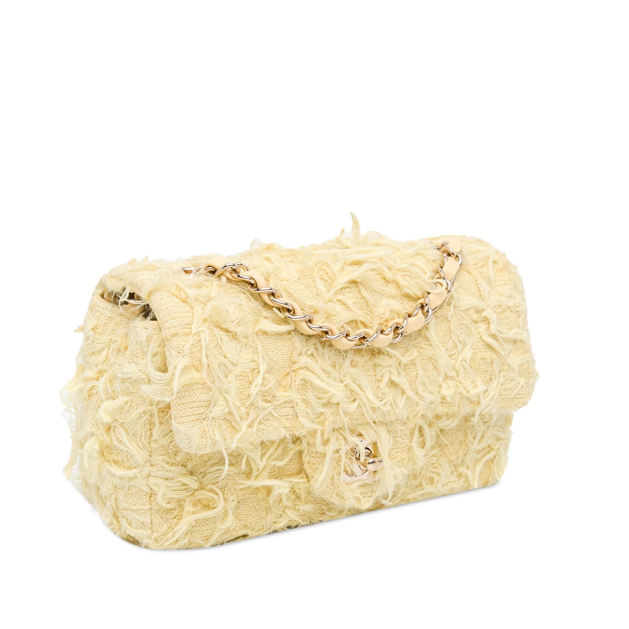 Chanel Mini Rectangular Classic Tweed Fringed Single Flap