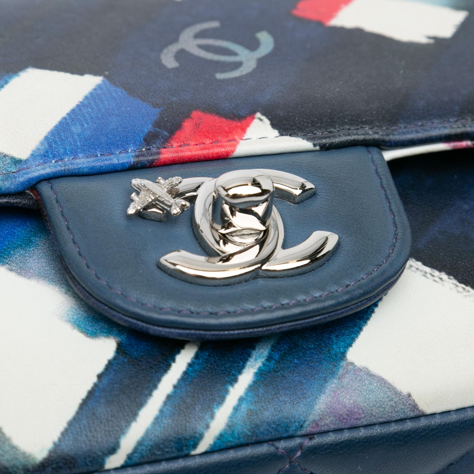 Chanel Mini Square Classic Airlines Printed Lambskin Single Flap