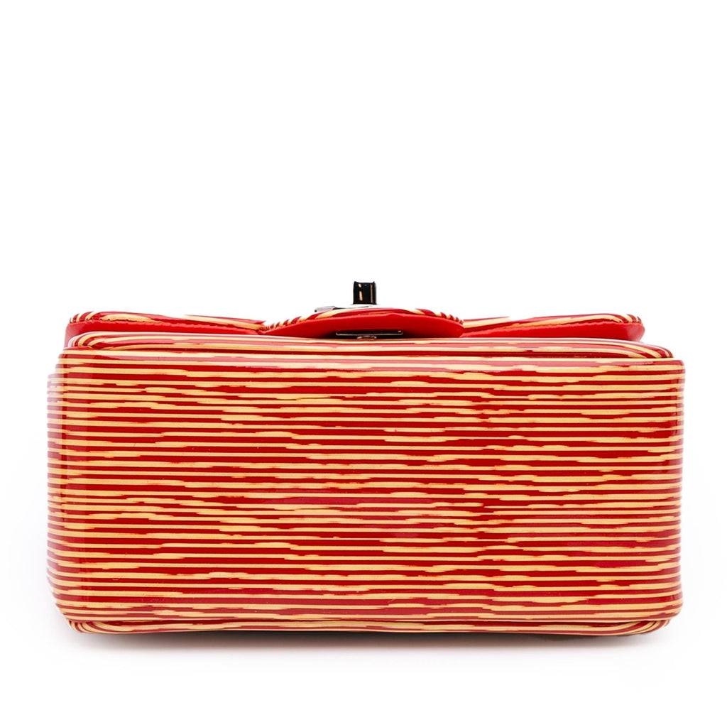 Chanel Mini Square Classic Patent Striped Single Flap