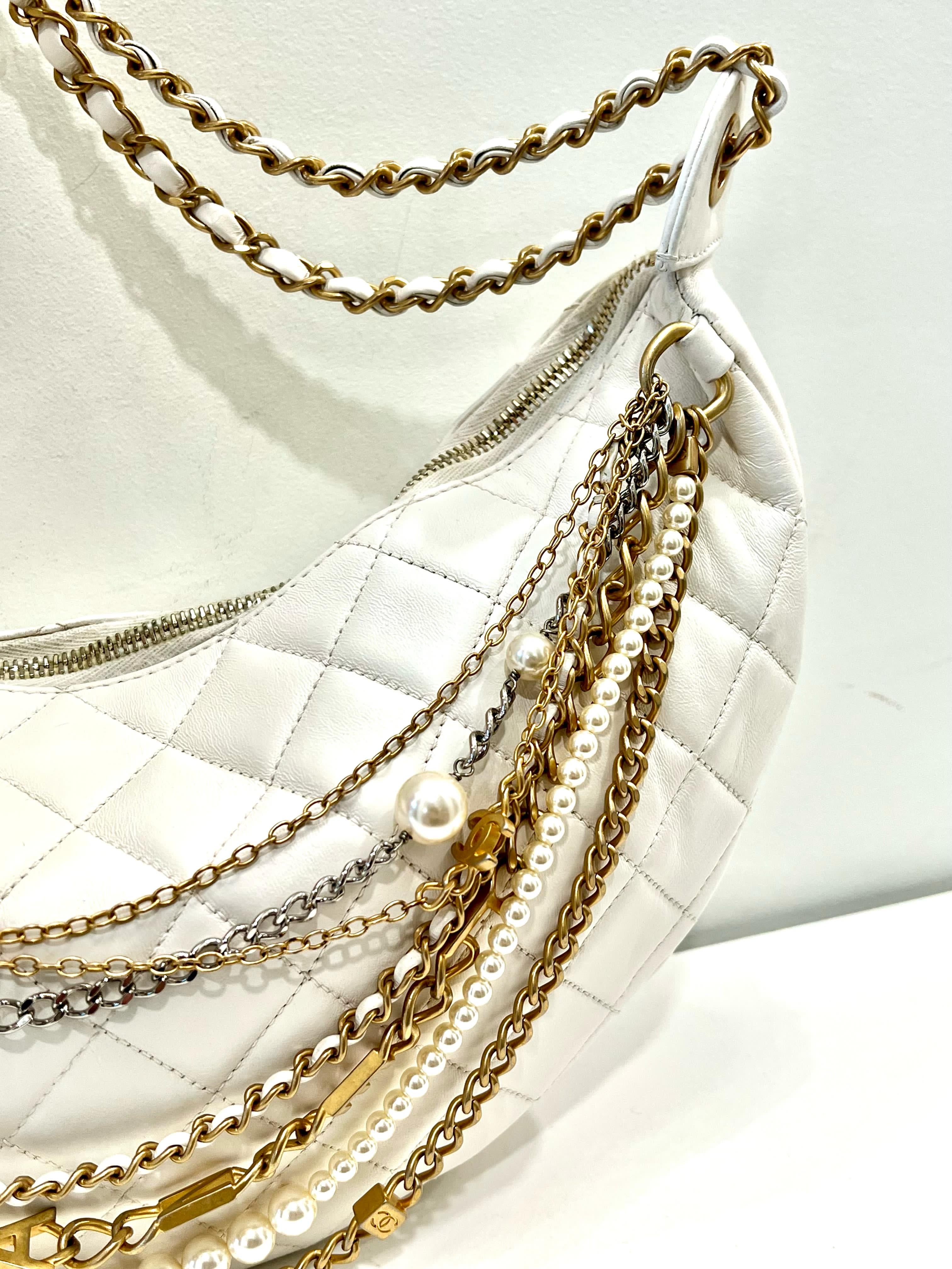 CHANEL PARIS NY ALL ABOUT CHAINS NAPPA LEATHER HOBO BAG