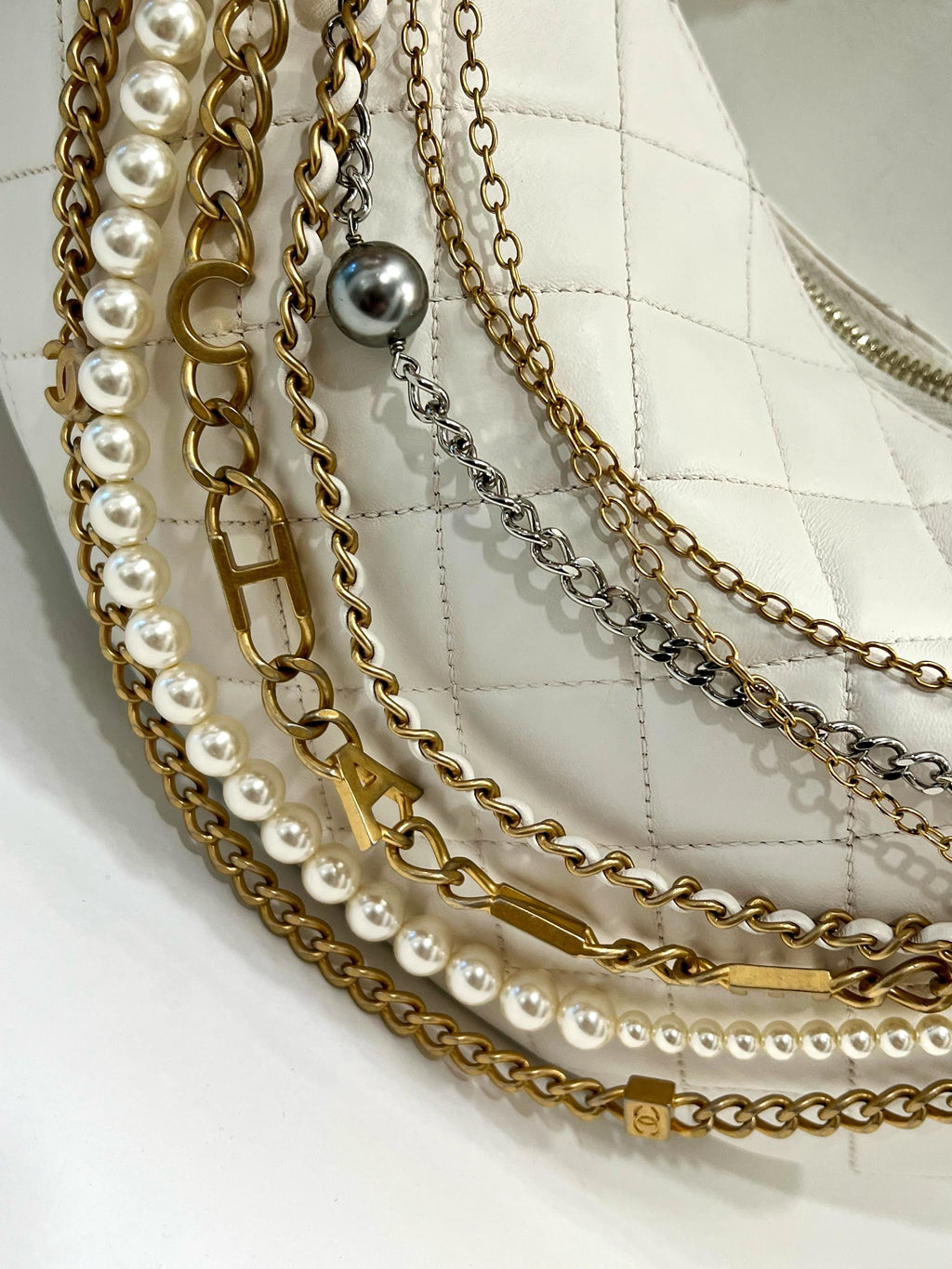 CHANEL PARIS NY ALL ABOUT CHAINS NAPPA LEATHER HOBO BAG