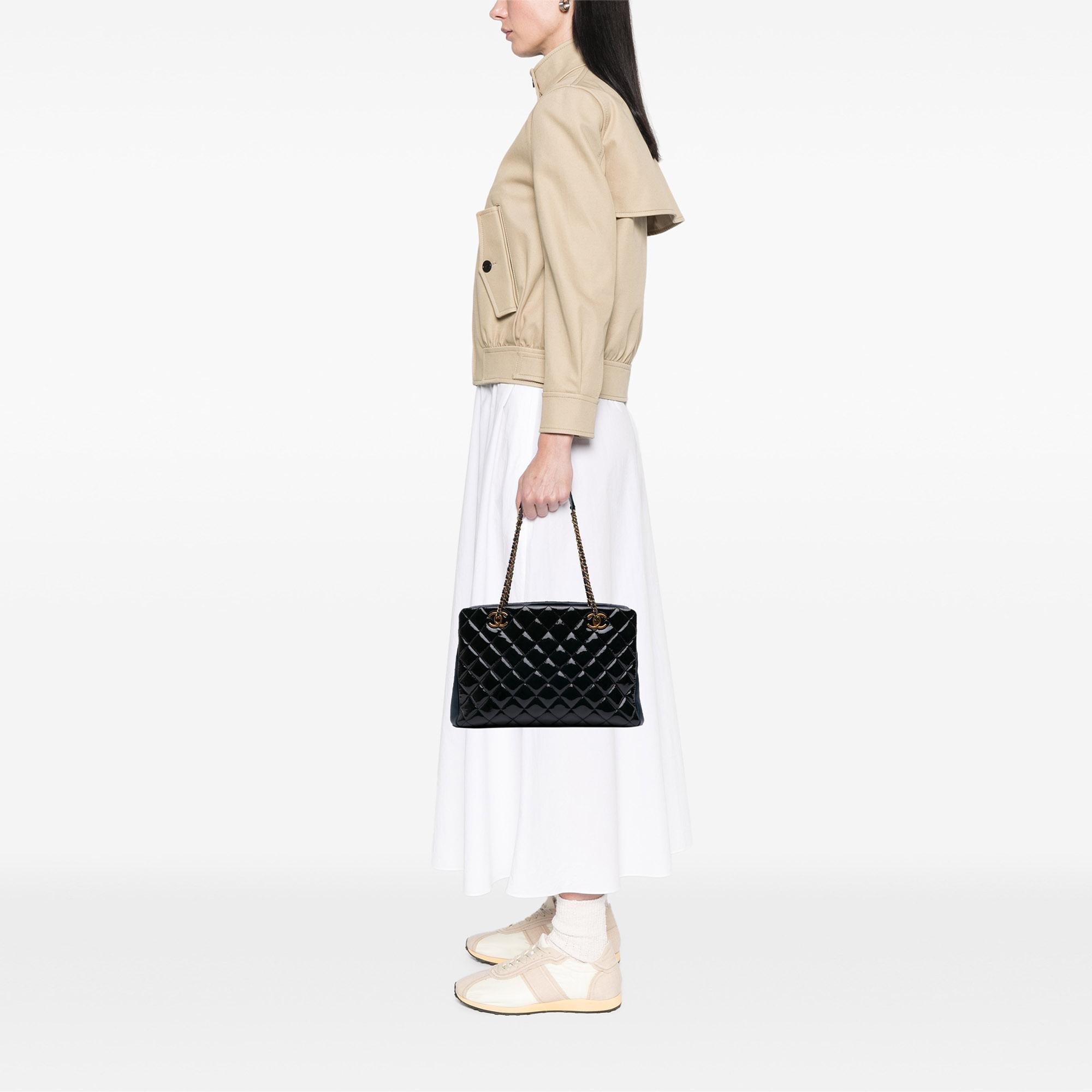 Chanel Paris Salzburg Patent and Goatskin CC Eyelet Tote