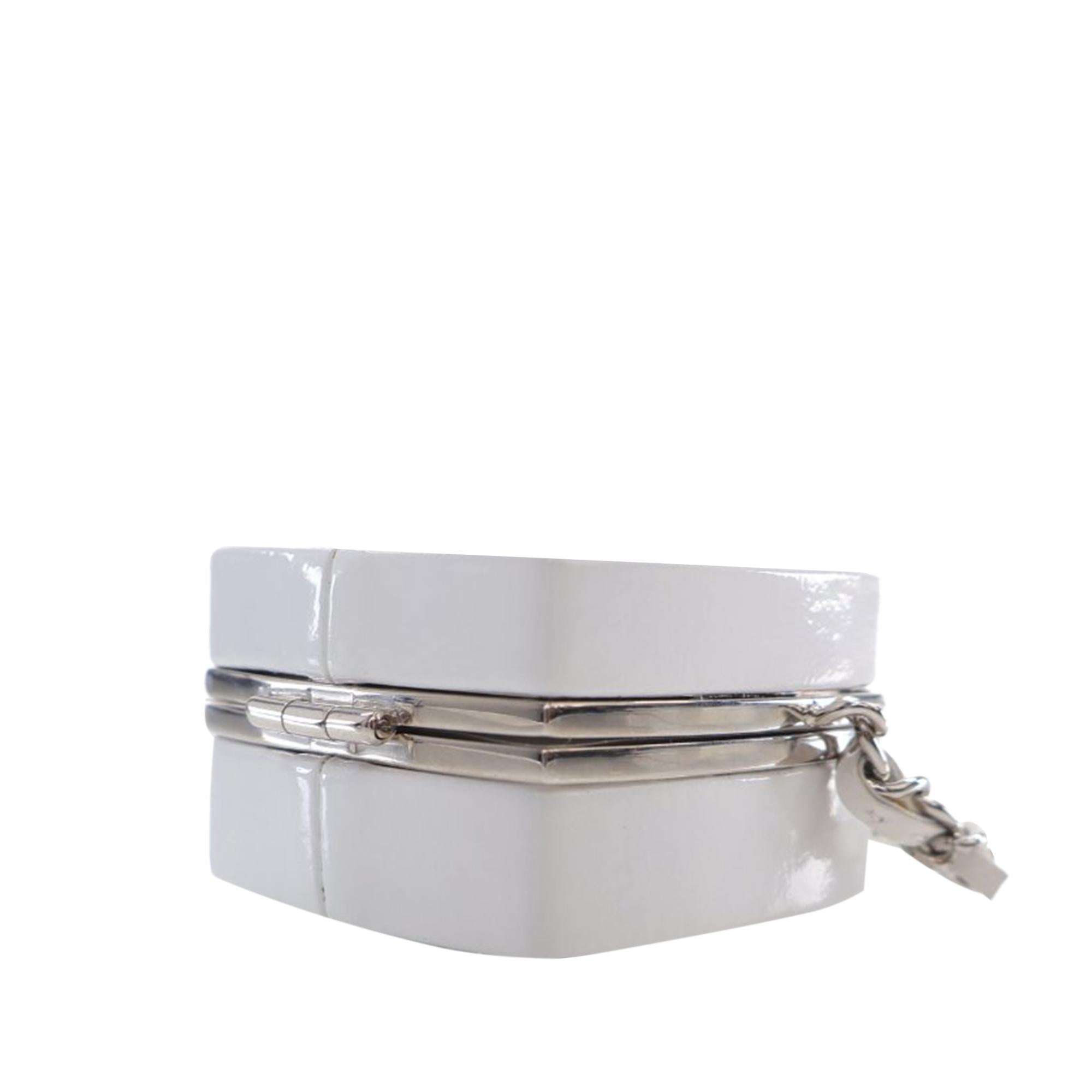 Chanel Patent Goatskin Make-Up Box Clutch With Chain