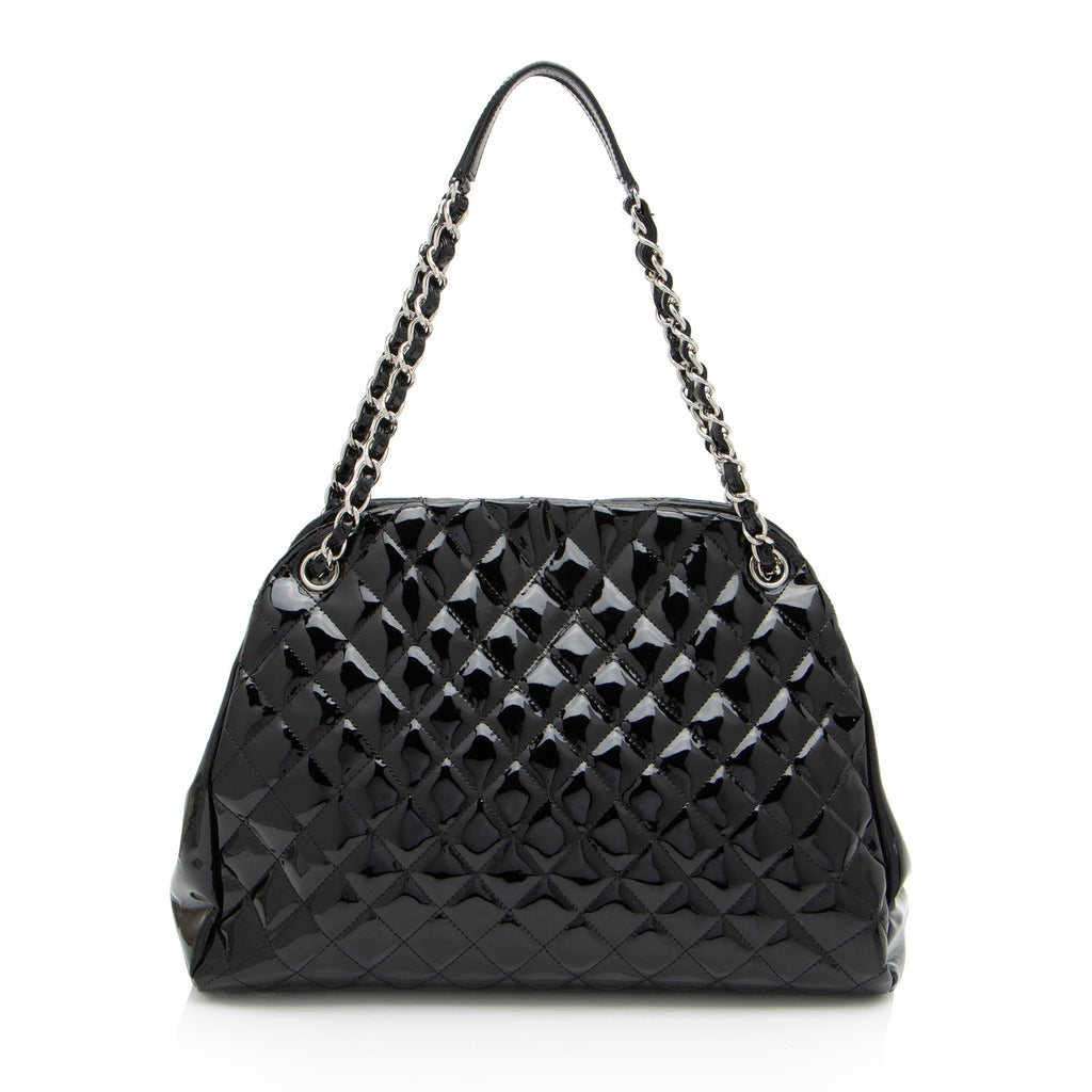 Chanel Patent Leather Just Mademoiselle Large Bowler Bag (SHF-ELuN7V)