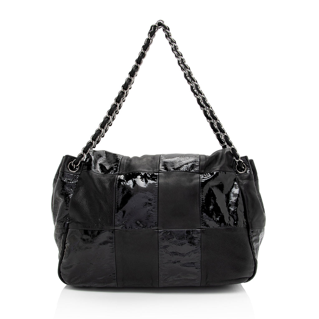 Chanel Patent Leather Lambskin Brooklyn Ligne CC Accordion Flap Bag (SHF-eIVXhx)