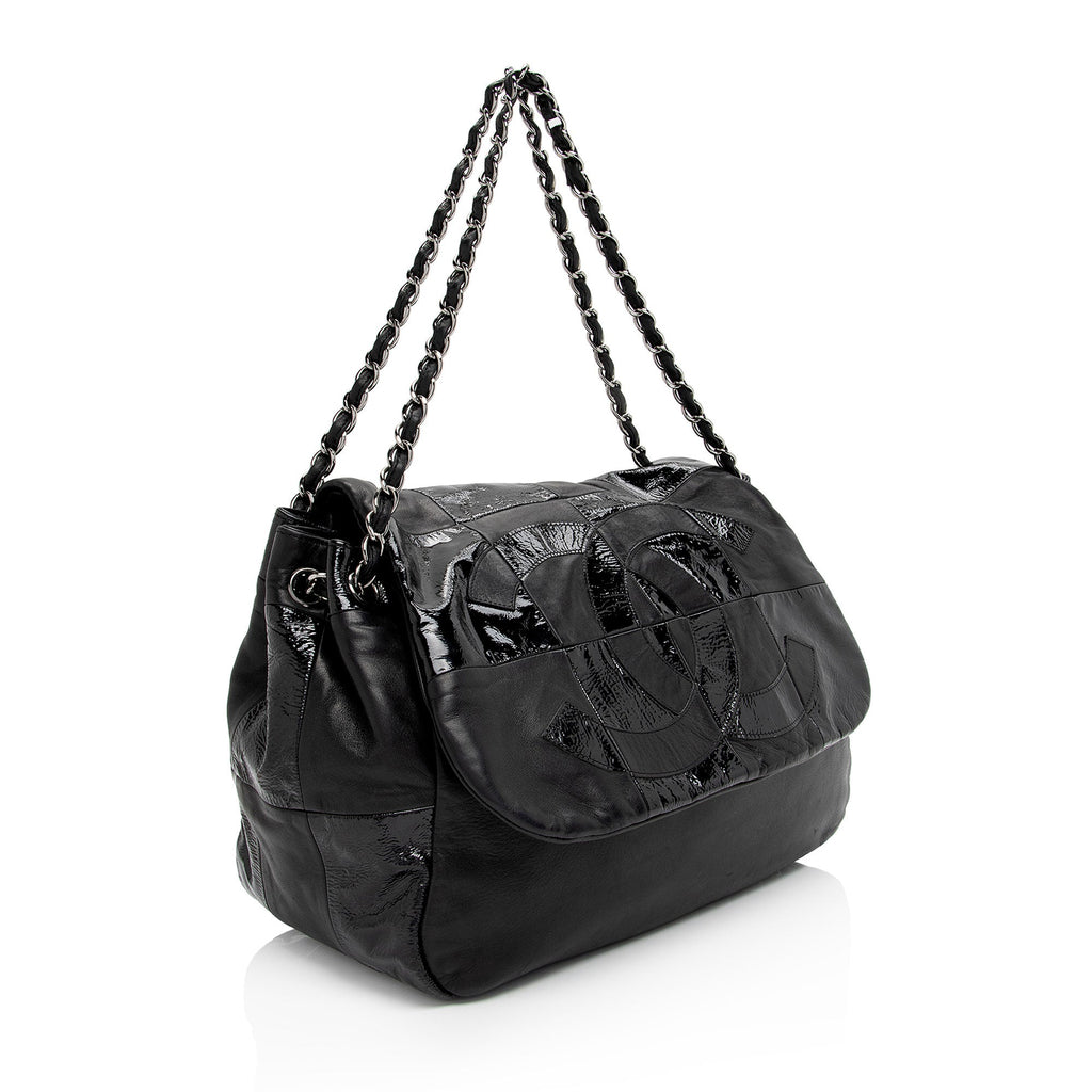 Chanel Patent Leather Lambskin Brooklyn Ligne CC Accordion Flap Bag (SHF-eIVXhx)