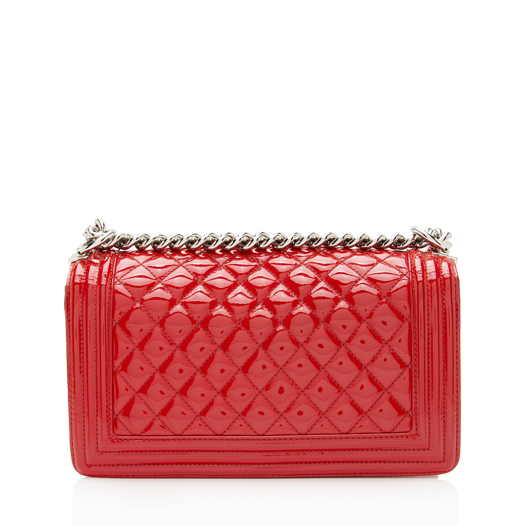 Chanel Patent Leather Plexiglass Old Medium Boy Bag