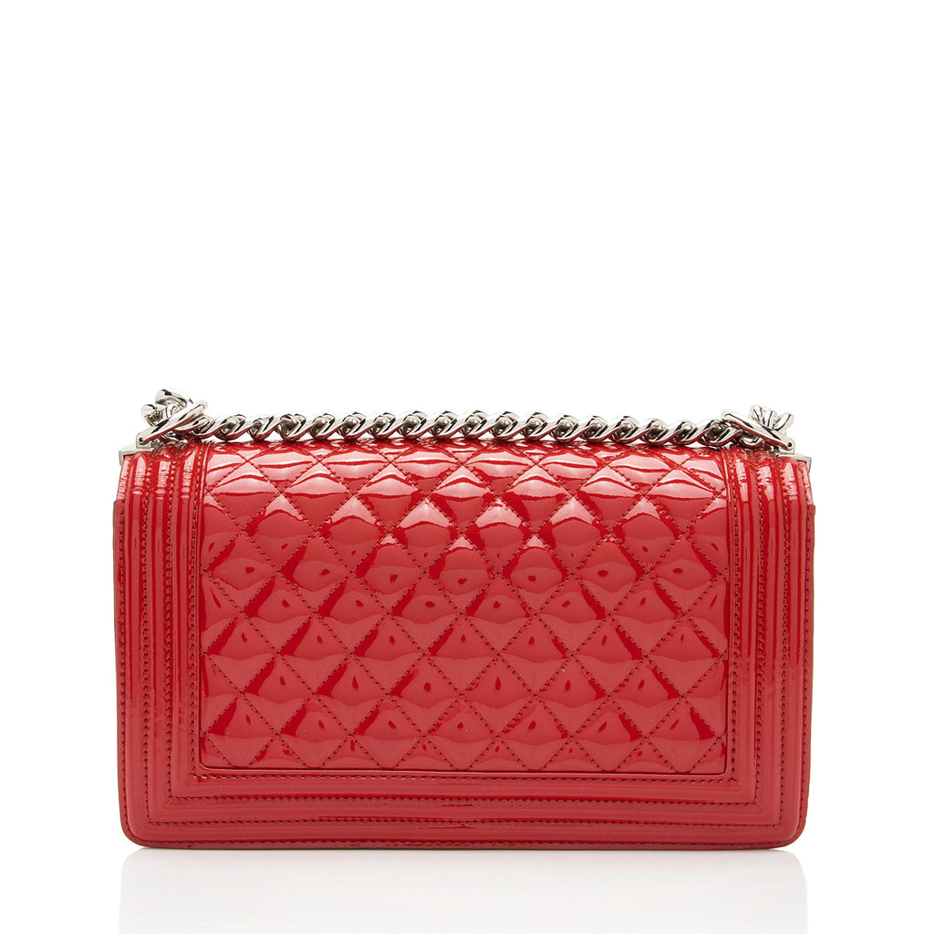 Chanel Patent Leather Plexiglass Old Medium Boy Bag (SHF-Gr7JKz)