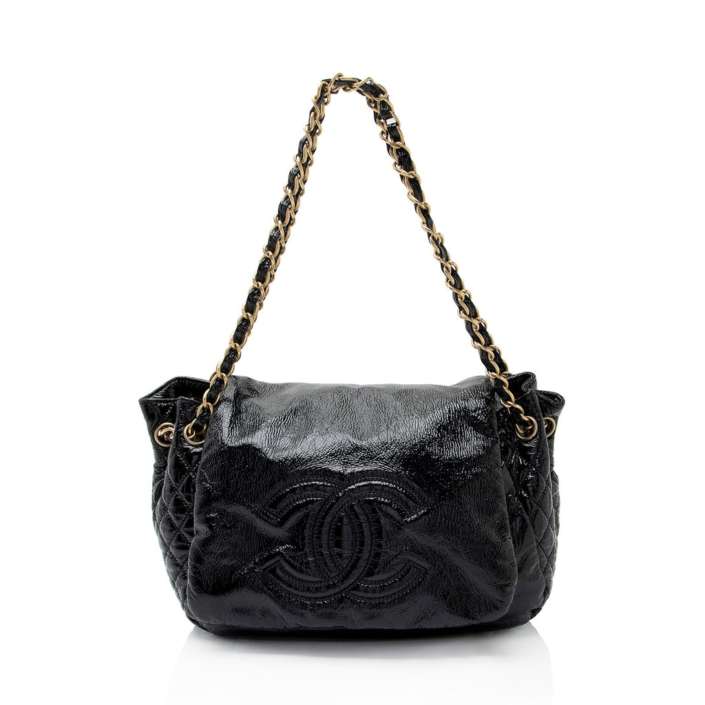 Chanel Patent Vinyl Rock and Chain Medium Shoulder Bag