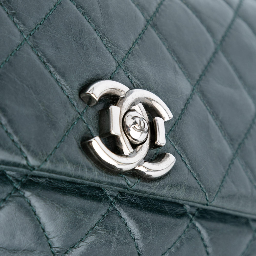 Chanel Quilted Aged Calfskin Logo Accordion Flap