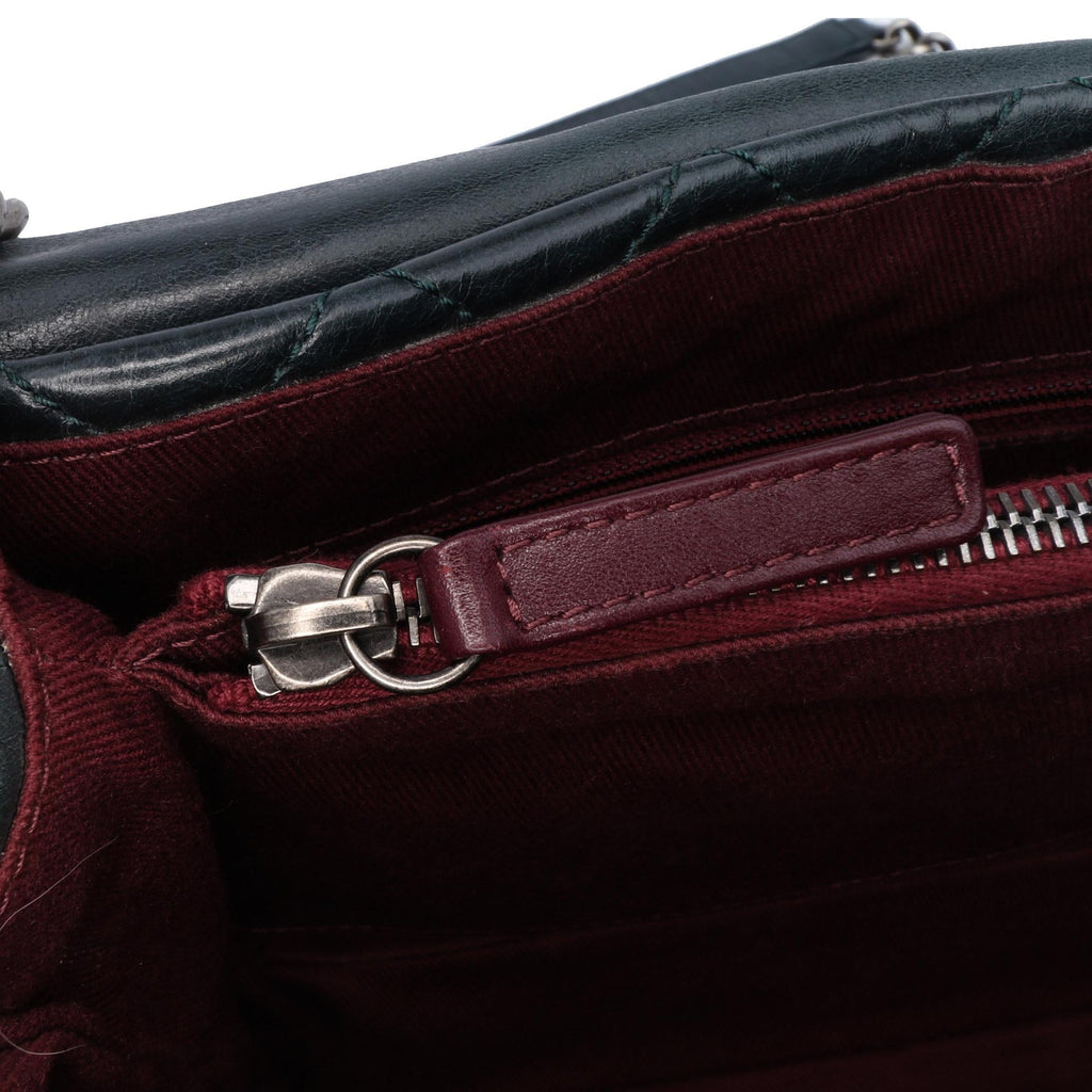 Chanel Quilted Aged Calfskin Logo Accordion Flap