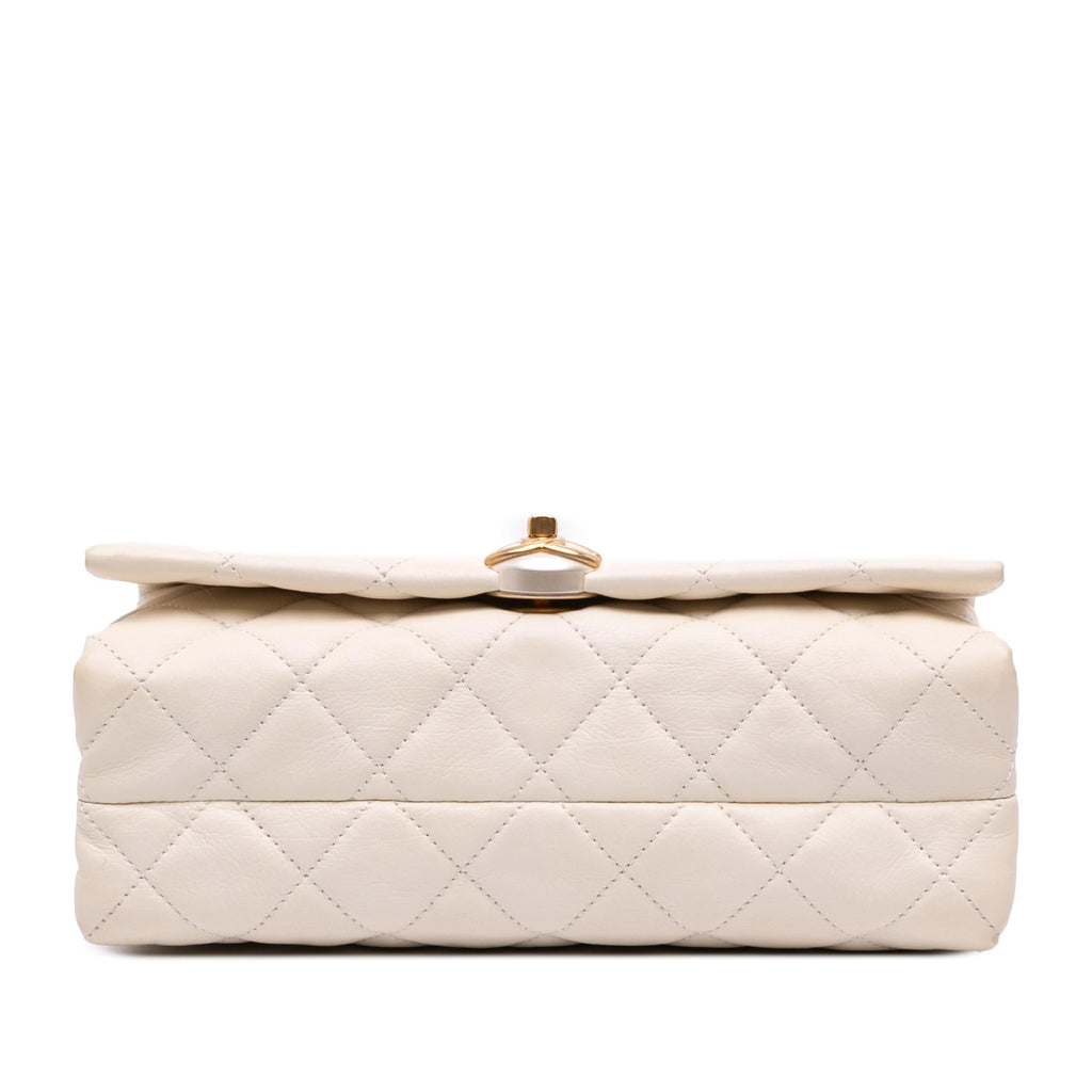 Chanel Quilted Calfskin Pearl CC Accordion Flap