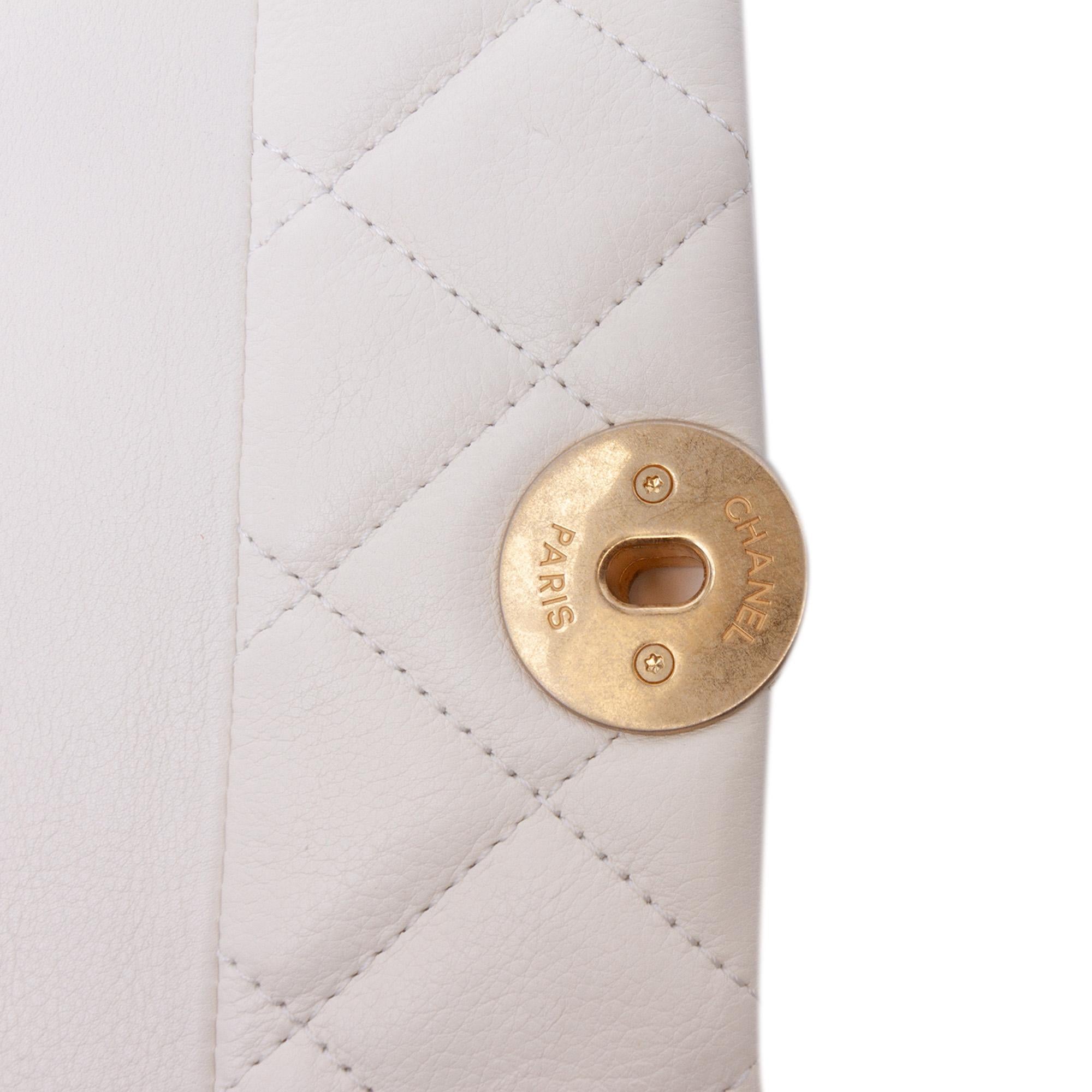 Chanel Quilted Calfskin Pearl CC Accordion Flap
