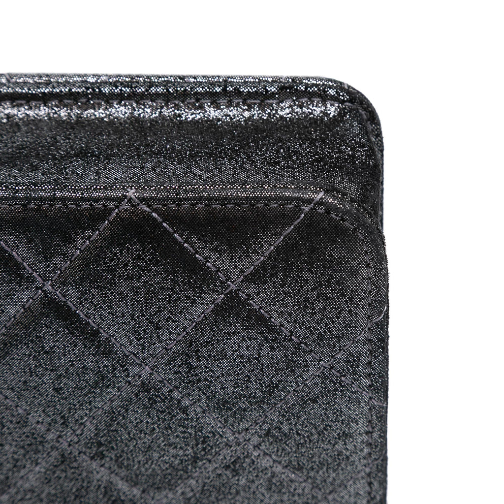 Chanel Quilted Iridescent Lambskin Tartan Button Wallet On Chain